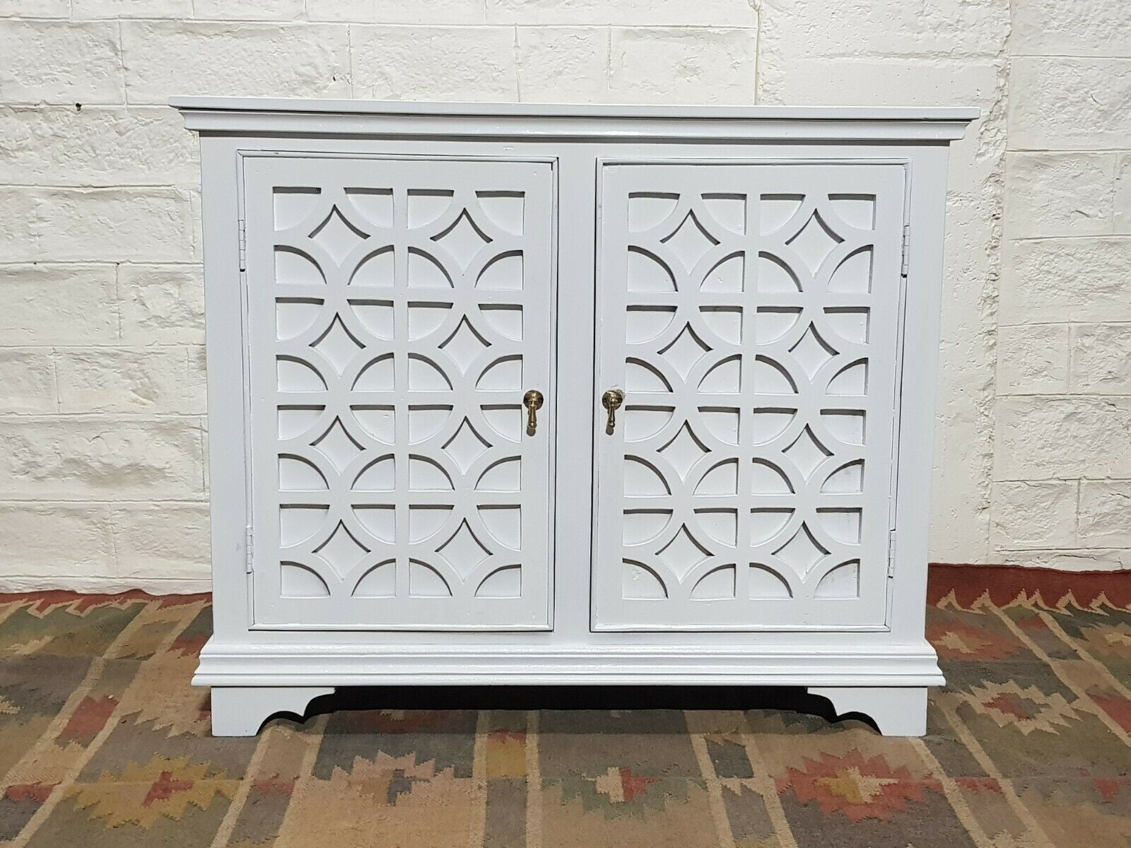 French Arched Hand Carved Solid Wood Buffet Sideboard - White | Rustic Farmhouse Dining Room Storage Cabinet for Kitchen & Living Room Decor