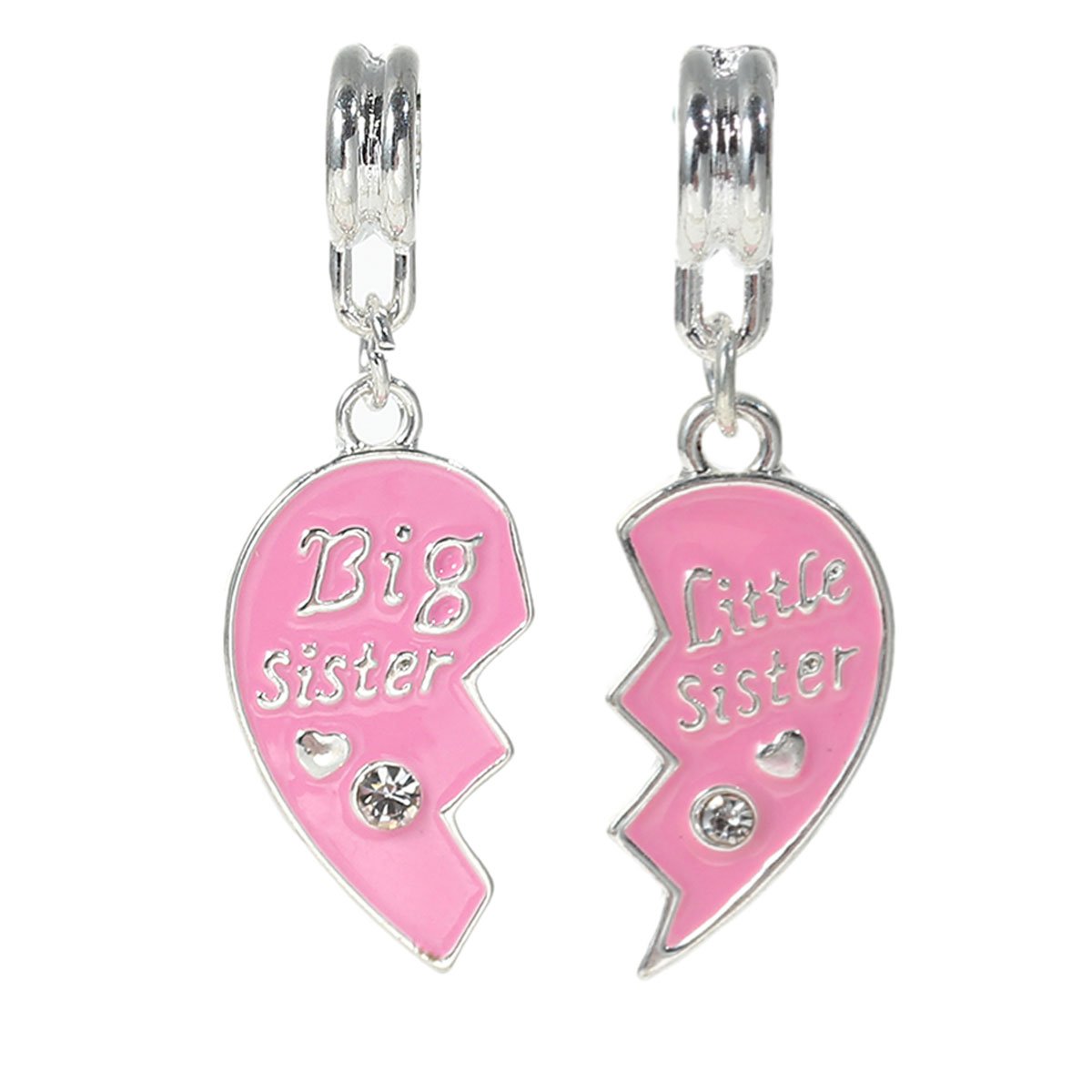 Sparkly Sister Charms Set for Snake Bracelet - Perfect Gift for Siblings