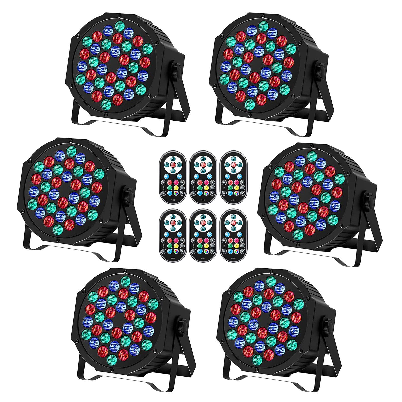 U`King 6 Pack 36LED RGB Par Lights - 7 Channel DMX & Remote Controlled DJ Party Lights with Sound Activation | Perfect for Stage Lighting, Birthday Events, Bar Dance Decorations & Club Uplighting