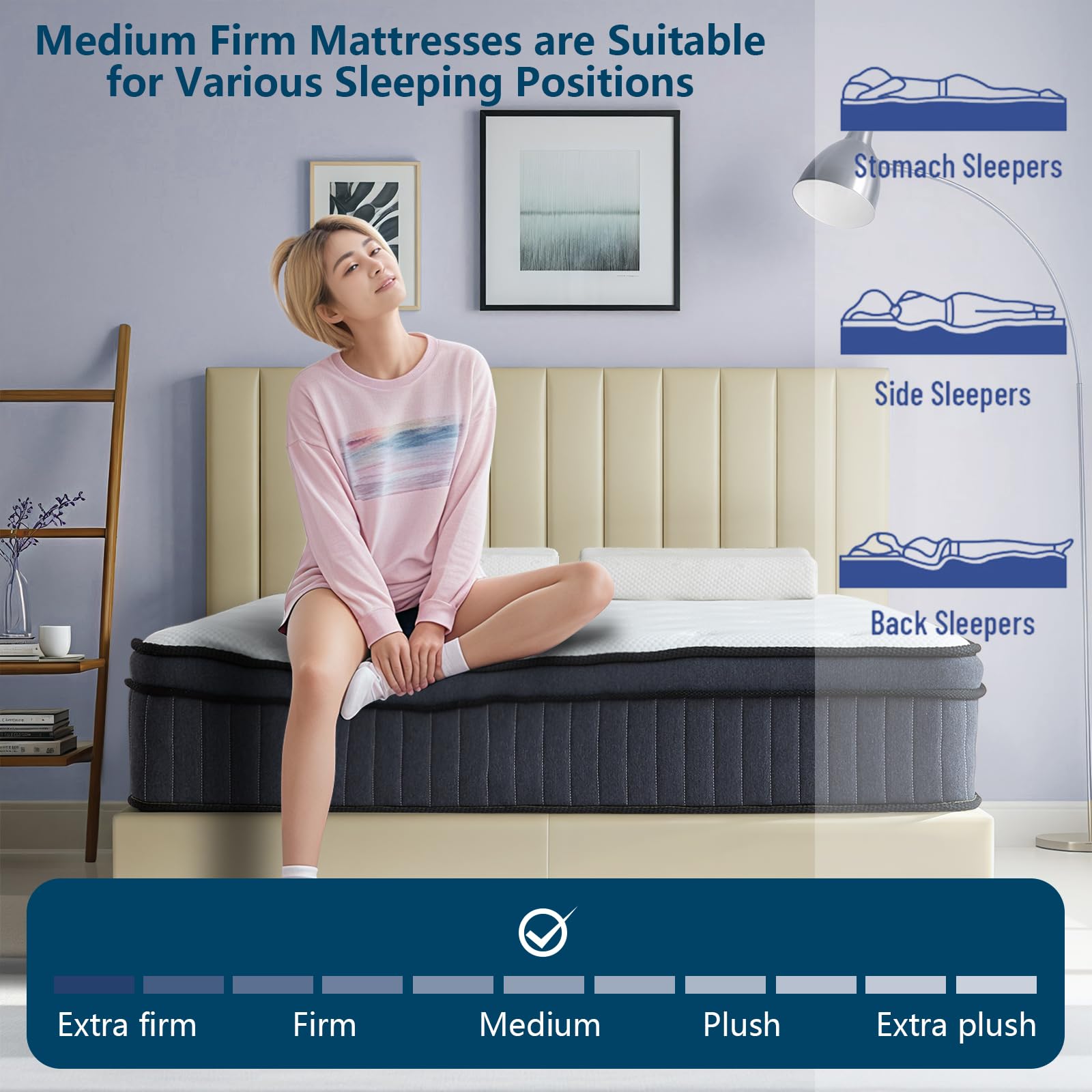 12 Inch Full Size Hybrid Mattress - Memory Foam & Pocket Spring for Motion Isolation, Edge Support & Pressure Relief - Medium Firm CertiPUR-US Certified - Perfect for Guest Rooms, Dorms & Small Bedrooms