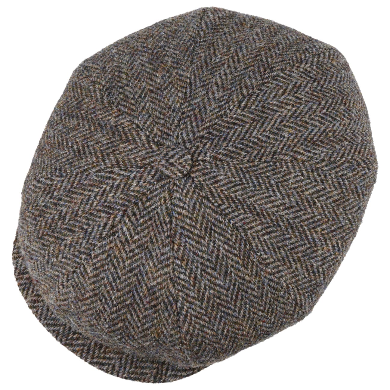 Stetson Hatteras Harris Tweed Herringbone Cap for Men - Classic Wool Flat Cap for Outdoor Activities & Casual Wear