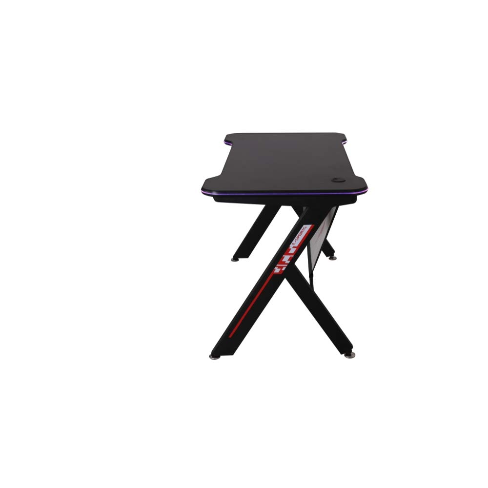 Premium R-Shaped Gaming Desk with LED Lights - Ergonomic Computer Table for Esports & Racing Enthusiasts | Perfect for Streaming, Gaming & Work Setup