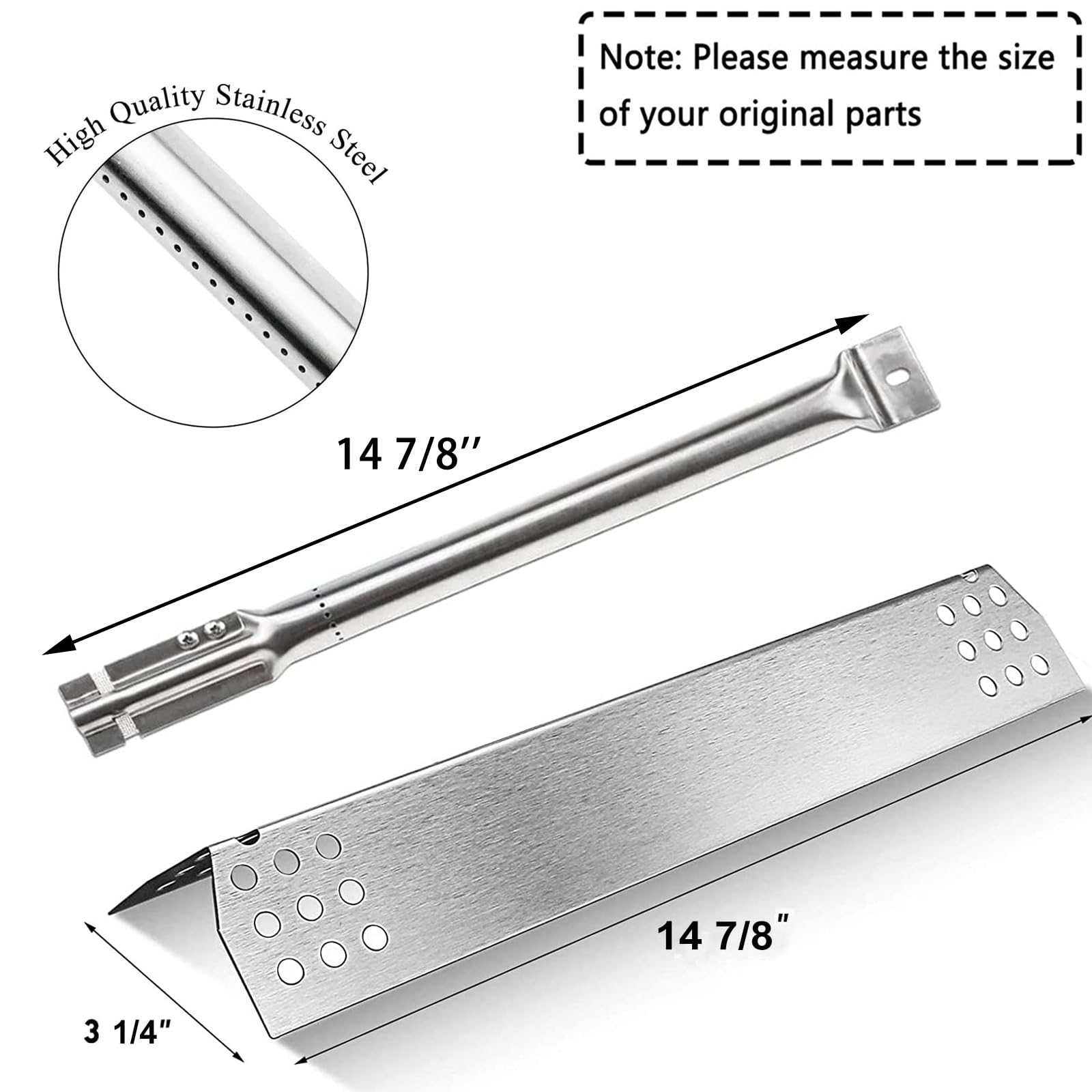Hisencn Stainless Steel Gas Grill Replacement Parts Kit for Master Forge Models 1010037 & 1010048 - Burners, Heat Plates, Tent Shield & Cooking Grids - Perfect for Backyard BBQ, Outdoor Cooking & Grill Repair