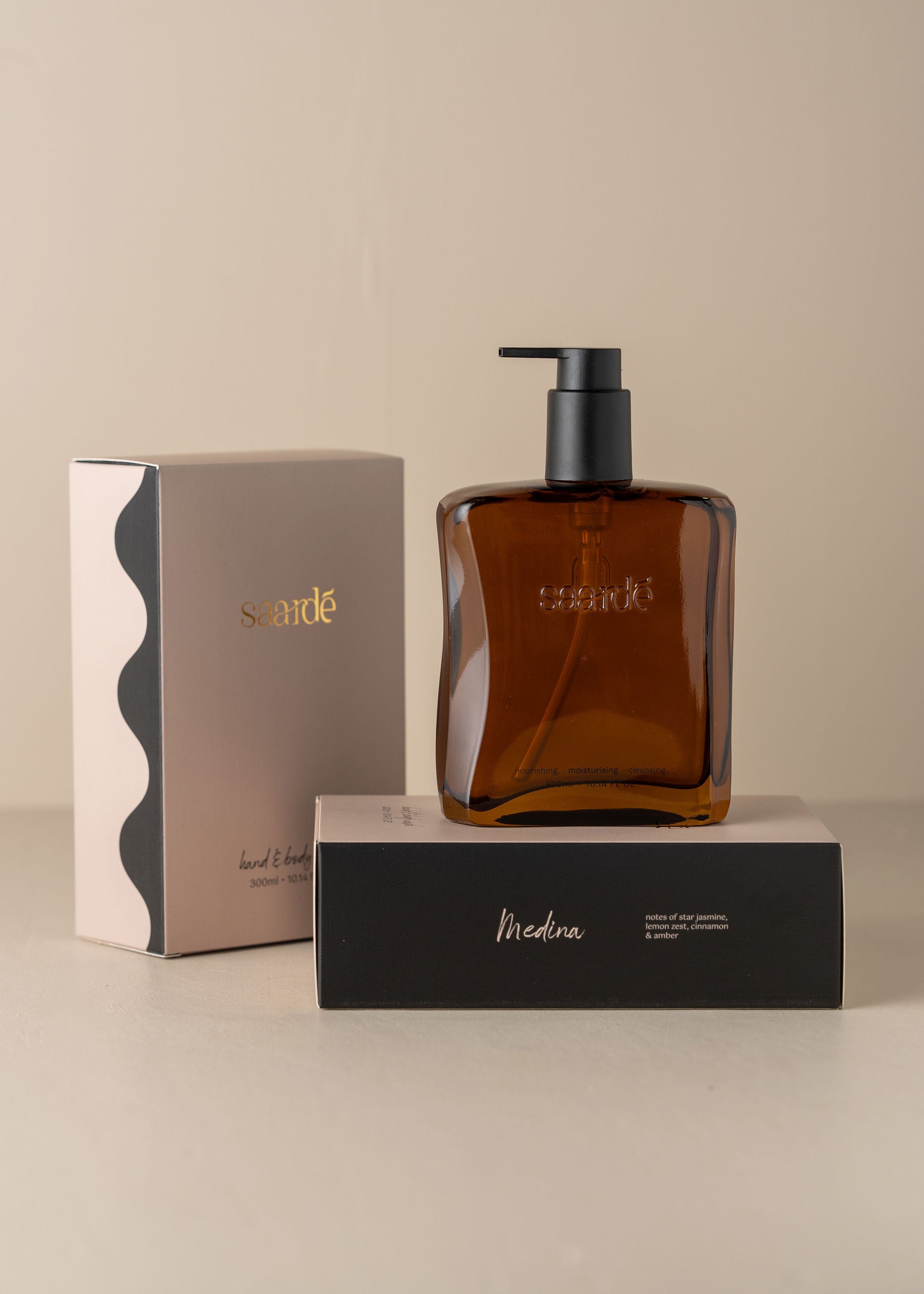 Medina Amber Scented Hand & Body Wash - 300ml Moisturizing Liquid Soap for Dry Skin - Perfect for Bathroom, Shower & Travel Use