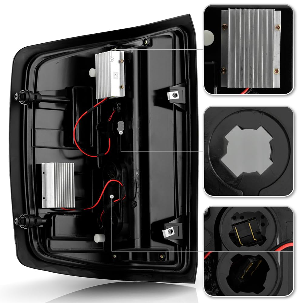 ACANII Black Smoke LED Tail Lights for 2014-2018 Chevy Silverado 1500 - Pair of Left & Right LED Light Tubes (Cyber Black) - Upgrade Your Truck's Style & Night Visibility