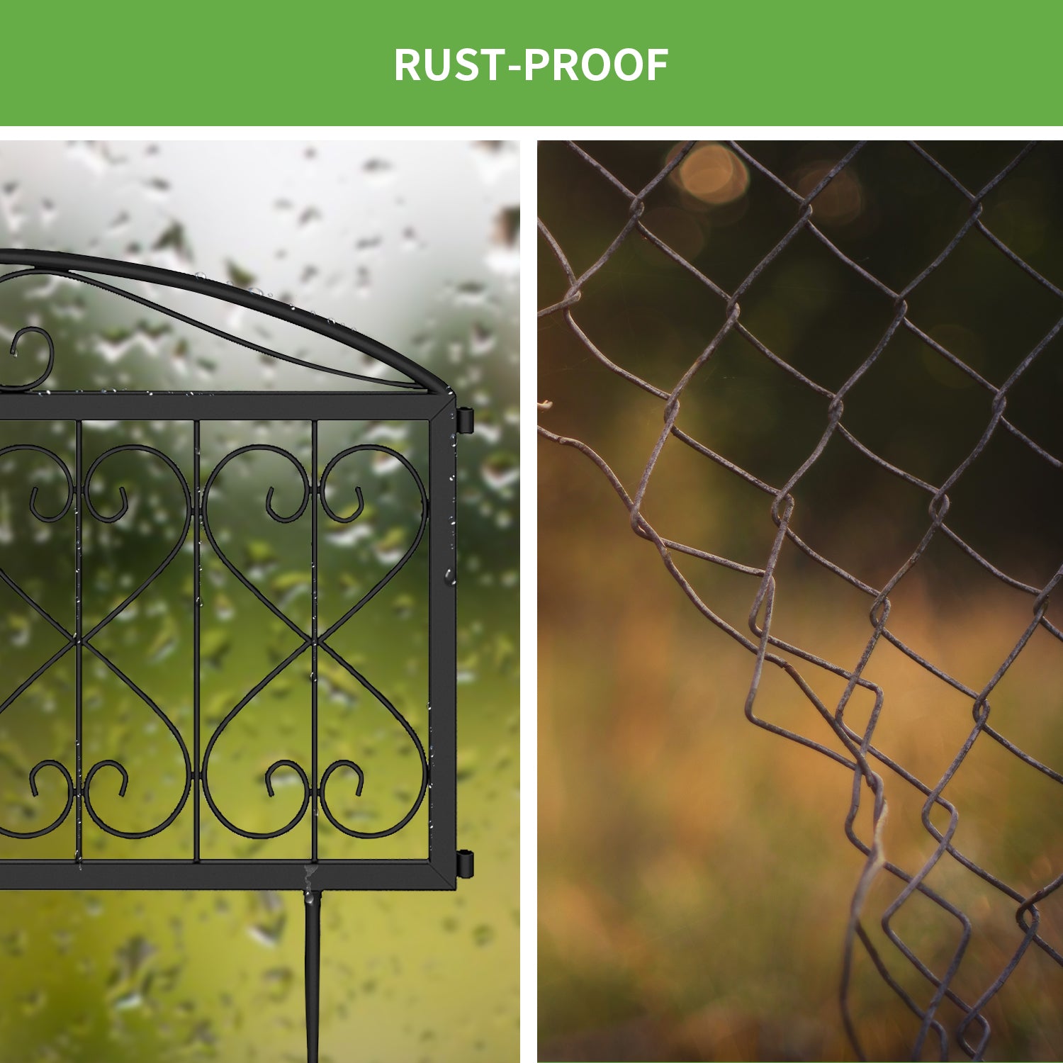 Rust-Proof Metal Garden Fence Set of 4 - Decorative Outdoor Flower Barrier for Yard, Lawn & Landscape Protection | Perfect for Flower Beds, Vegetable Gardens & Pet Boundaries