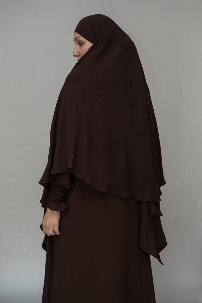 Myyla Prayer Gown Umrah Abaya Dress - Non-Wrinkling Dark Coffee for Women | Perfect for Hajj, Umrah & Daily Islamic Prayer Wear