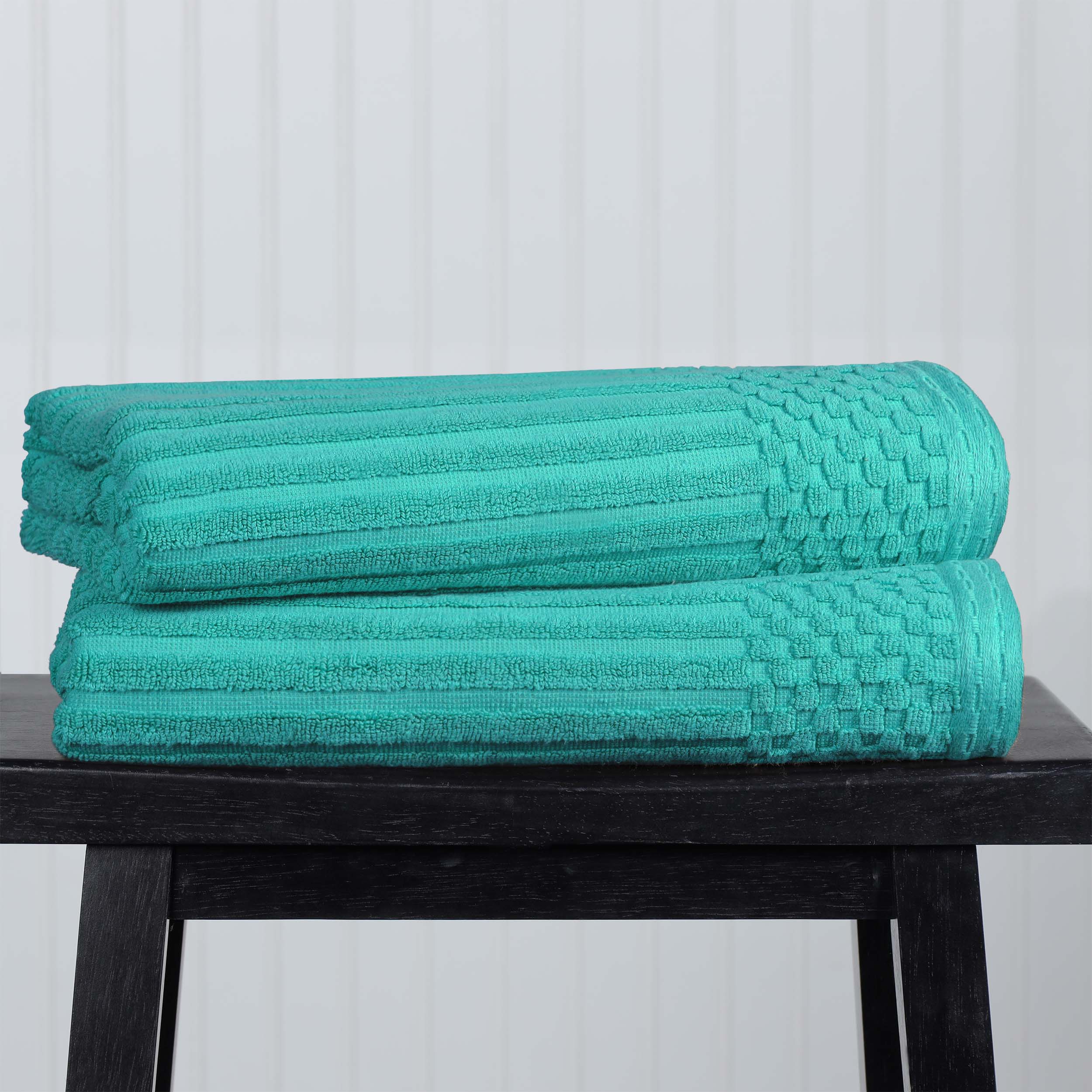 Premium Cotton Ribbed Textured Bath Towel Set - Ultra Absorbent 2-Piece Luxury Towels for Spa, Bath & Beach | Soft & Quick-Drying