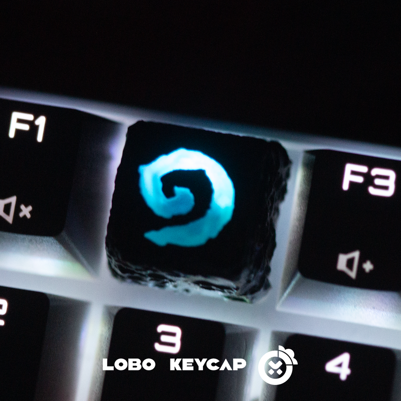 Custom Hearth Stone Logo Themed Transparent Resin Art Keycaps - Personalized Decorative Keycaps for Mechanical Keyboards (Gaming, Office, Home Decor)
