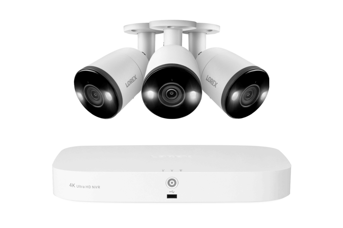 Lorex 4K 16-Channel Security Camera System (8 Wired + 8 Wireless) with 2TB NVR & 3 Smart Deterrence Bullet Cameras - 2-Way Audio, Night Vision - Ideal for Home & Business Surveillance