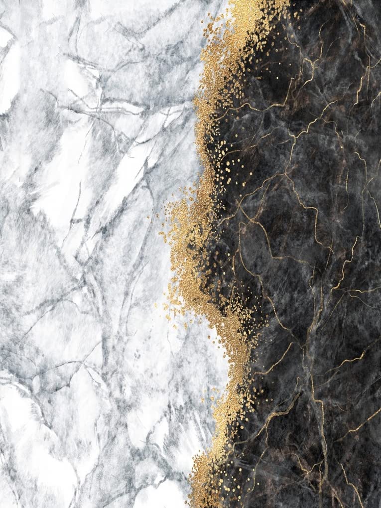 Modern Abstract Area Rug 6x9 Feet - Marble Pattern in Black, Grey & Gold - Soft Living Room, Bedroom & Dining Room Rug - Retro Accent Carpet for Home Office, Kitchen & Laundry Room - Art Deco Floor Mat for Cozy Spaces