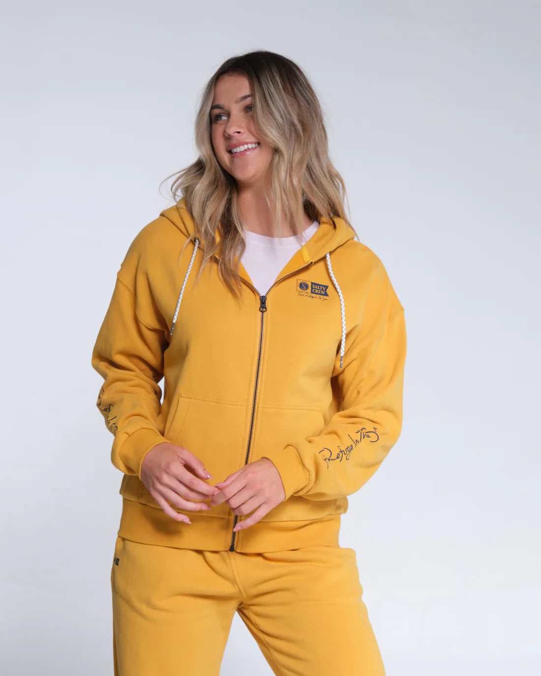 Alpha Zip Hoody for Men & Women | Lightweight Fleece Jacket with Front Pockets | Outdoor & Casual Wear in Ochre Color