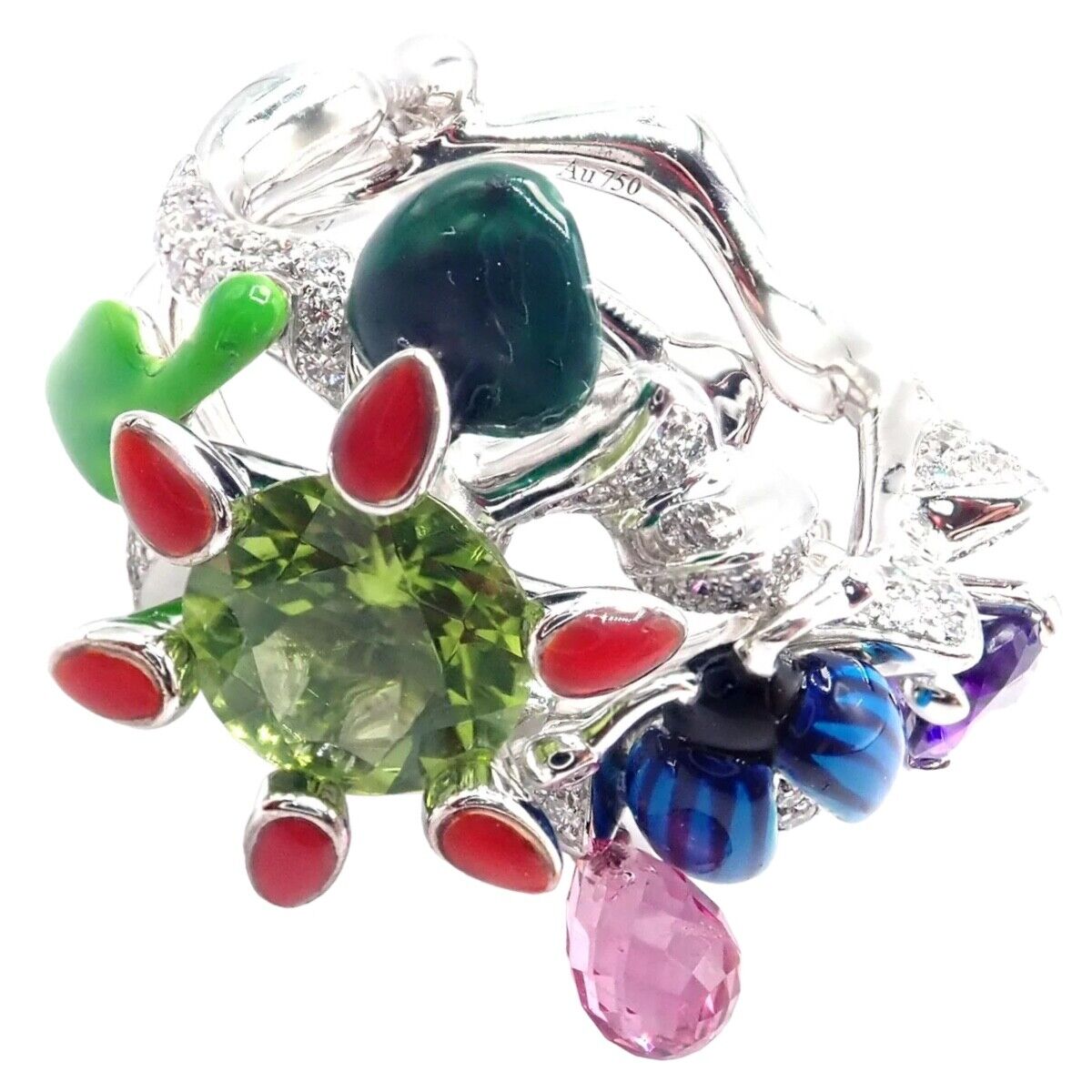 Christian Dior Milly Carnivora Epinosa 18K Gold Diamond Peridot Tourmaline Ring - Luxury Jewelry for Women, Perfect for Weddings, Anniversaries & Special Occasions
