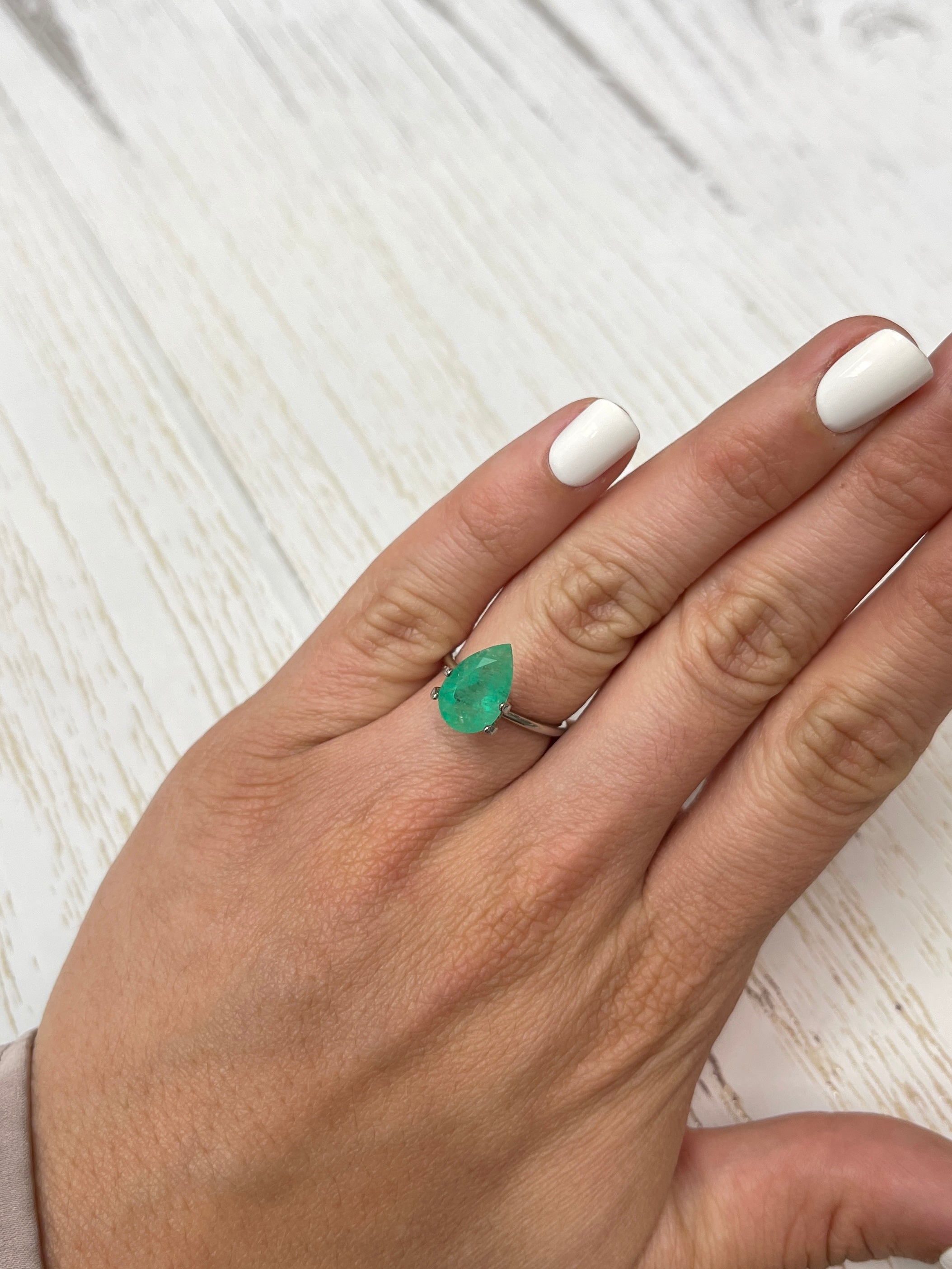 2.92 Carat Yellowish Green Natural Loose Colombian Emerald Pear Cut Gemstone for Jewelry Making, Engagement Rings & Luxury Gifts