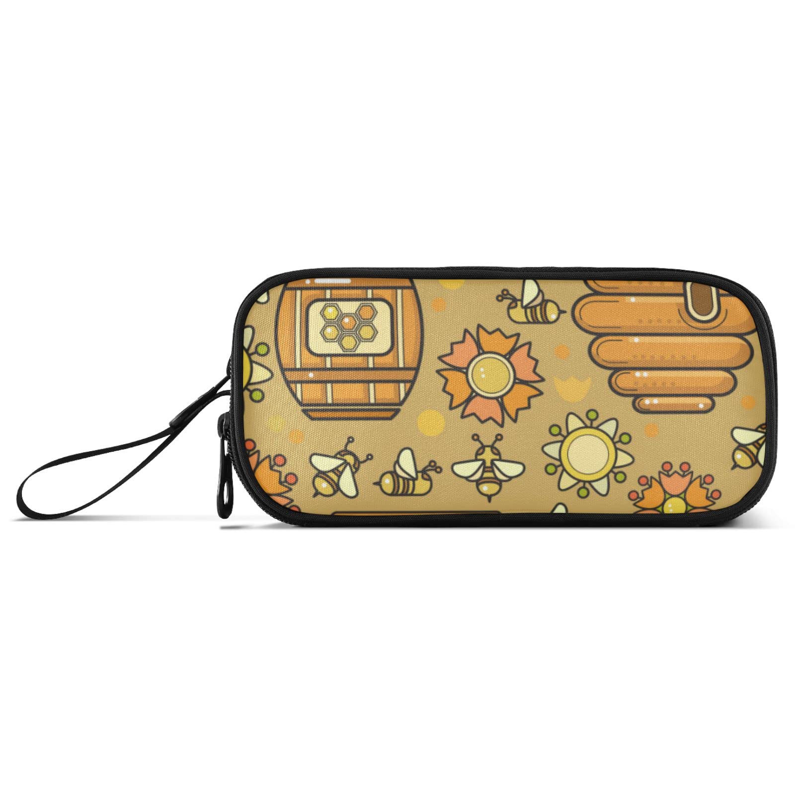 J JOYSAY Large Honey Bee Pencil Case - Big Capacity School Organizer for Students, Perfect for Classroom & College