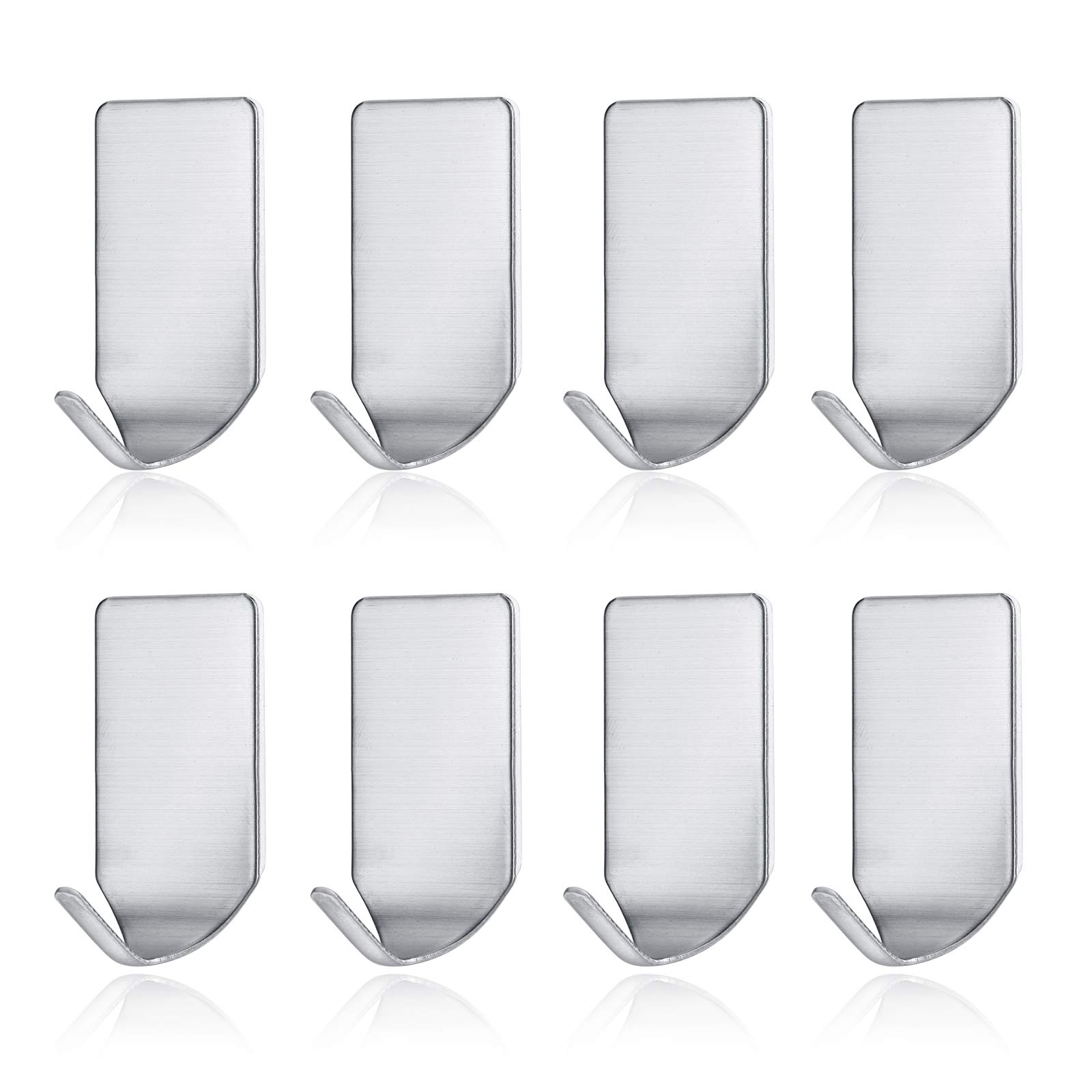 Heavy Duty Stainless Steel Adhesive Wall Hooks - 16 Pack Waterproof Sticky Hangers for Kitchen, Bathroom & Home - Perfect for Hanging Utensils, Keys, Coats, Towels, Robes & Bags - Strong Hold for Daily Organization
