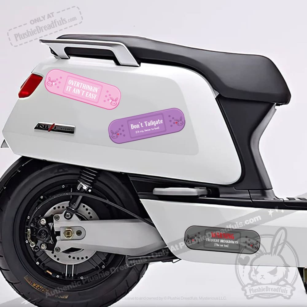 Plushie Dreadfuls Emotional Support Car Decal Stickers - Funny Cute Bandage Design for Vehicle Windows, Laptops & Water Bottles - Perfect for Anxiety Relief and Mental Health Awareness