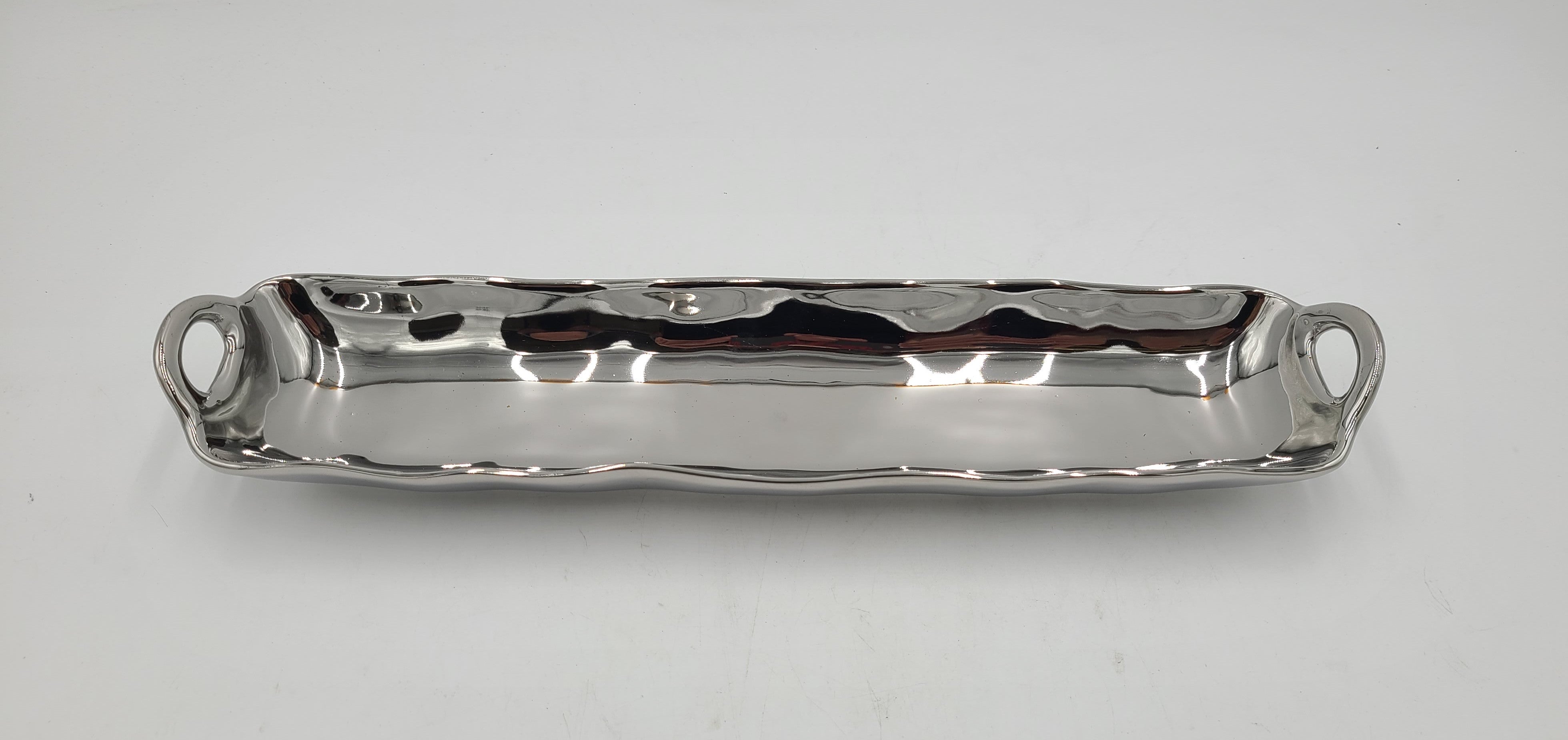 14x3.25 Inch Silver Rectangle Serving Platter - Bulk Pack of 48 for Catering, Buffets & Party Serving - Elegant Long Tray for Appetizers, Desserts & Charcuterie