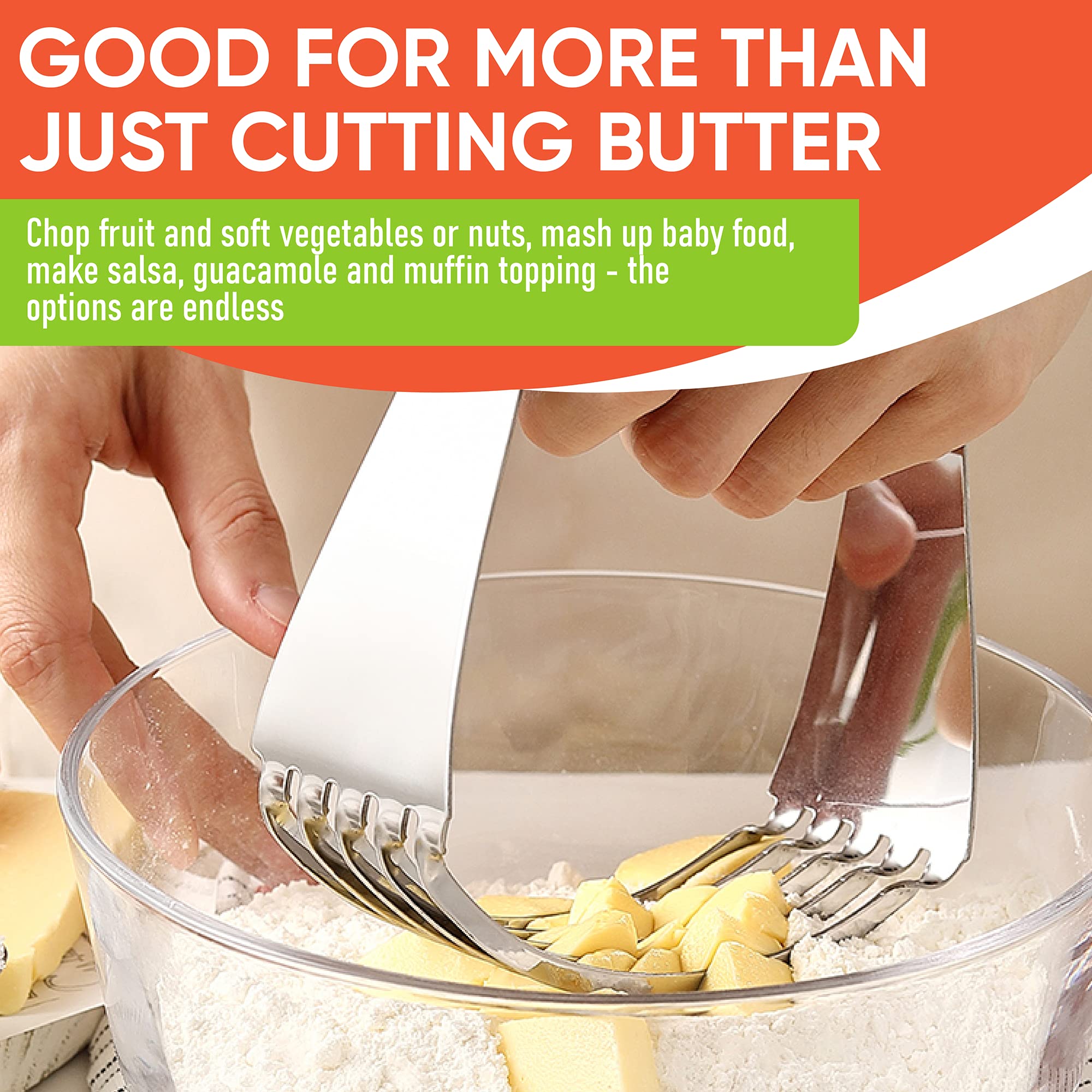 Spring Chef Large Stainless Steel Dough Blender for Baking - Dishwasher Safe Pastry Cutter with Sharp Blades, Manual Mixing Tool for Pies, Cookies & Pastries | Perfect for Home Bakers & Professional Kitchens