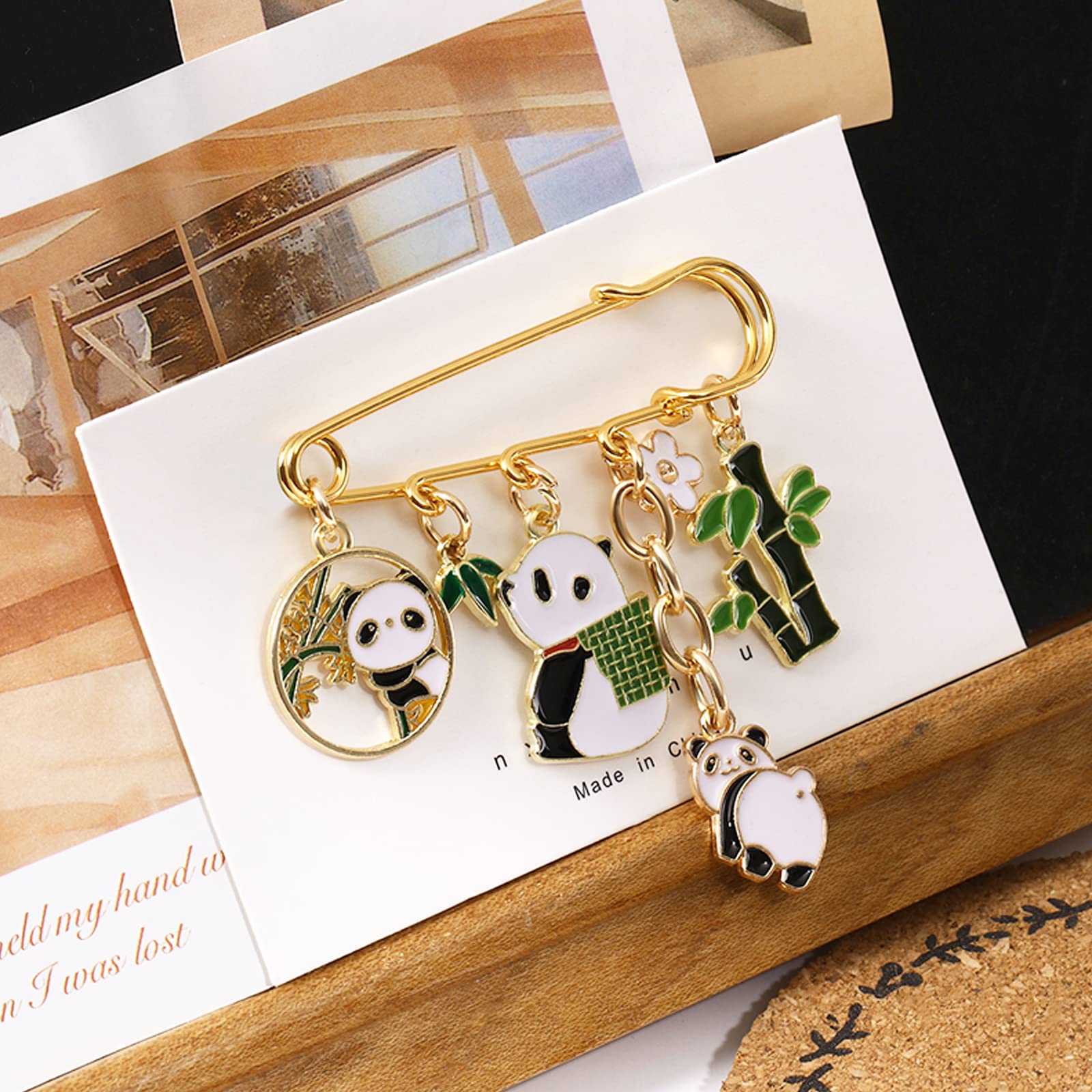 Large Safety Pins 1-Pack - Heavy Duty Safety Brooch Pins with 3 Loops for Blankets, Skirts & Kilts - Assorted Cute Safety Pins for Knitted Fabric & Crafts (Panda Design) - Perfect for DIY Projects, Sewing, Quilting and Clothing Repairs