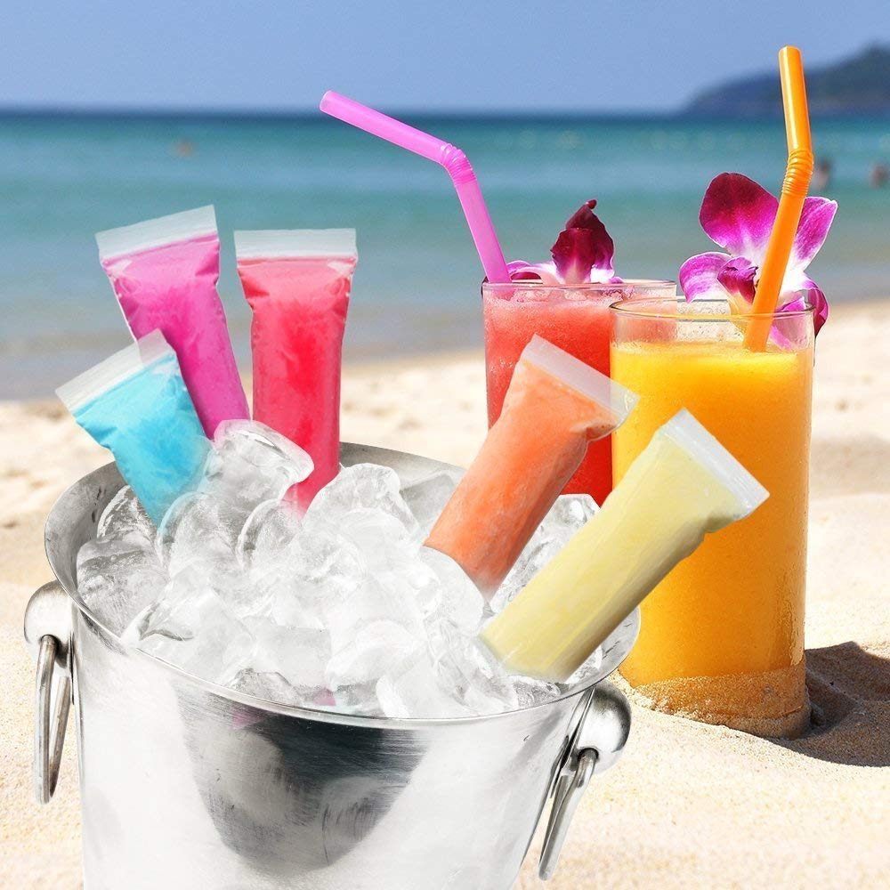 100pcs Reusable Ice Pop Molds - BPA Free & FDA Approved DIY Popsicle Maker Kit with Ziplock Bags for Healthy Homemade Frozen Treats, Ice Lollies, Gogurt & Ice Candy - Perfect for Summer Snacks, Kids Parties & Family Fun
