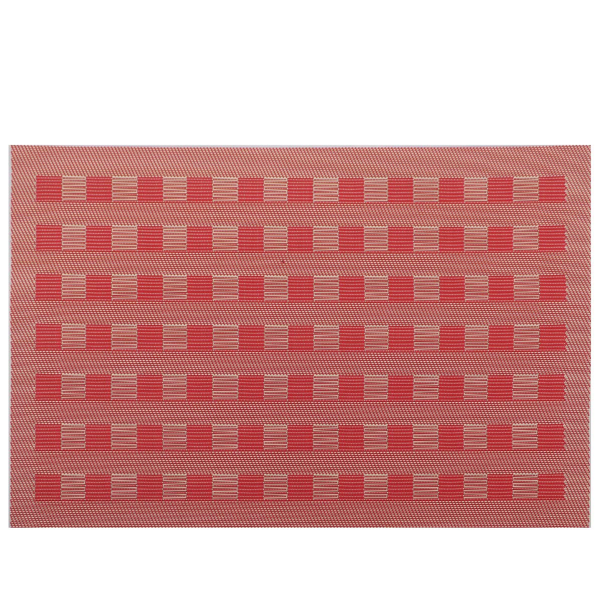 Gugrida PVC Woven Vinyl Placemats Set of 6 - Waterproof & Durable Table Mats for Dining, Kitchen, or Outdoor Use (Red)