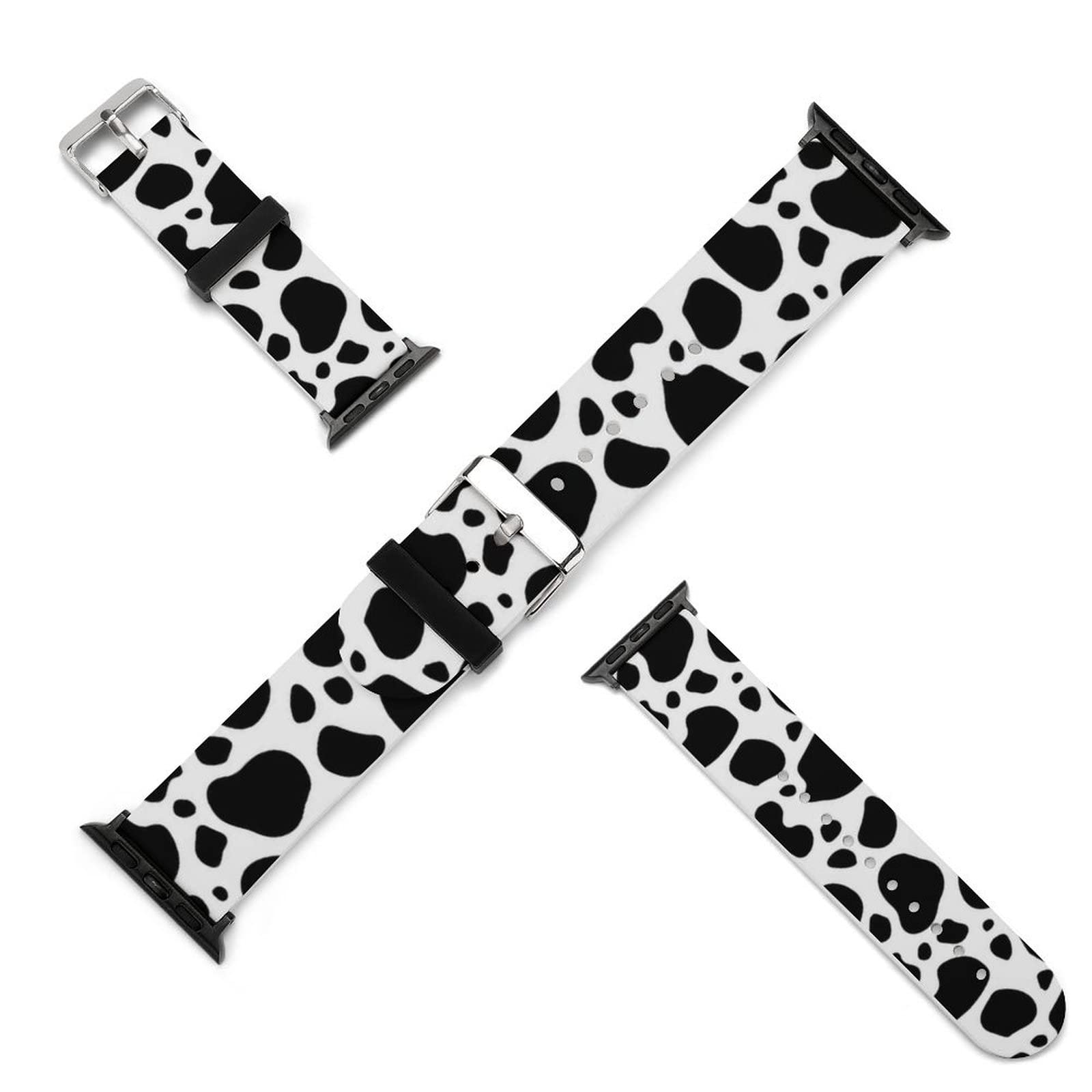 YouTary Cow Print Silicone Apple Watch Band - Compatible with iWatch Series 5/4/3/2/1 & SE, Fashion Replacement Strap for Women & Men - Perfect for Casual Wear, Workouts & Everyday Style