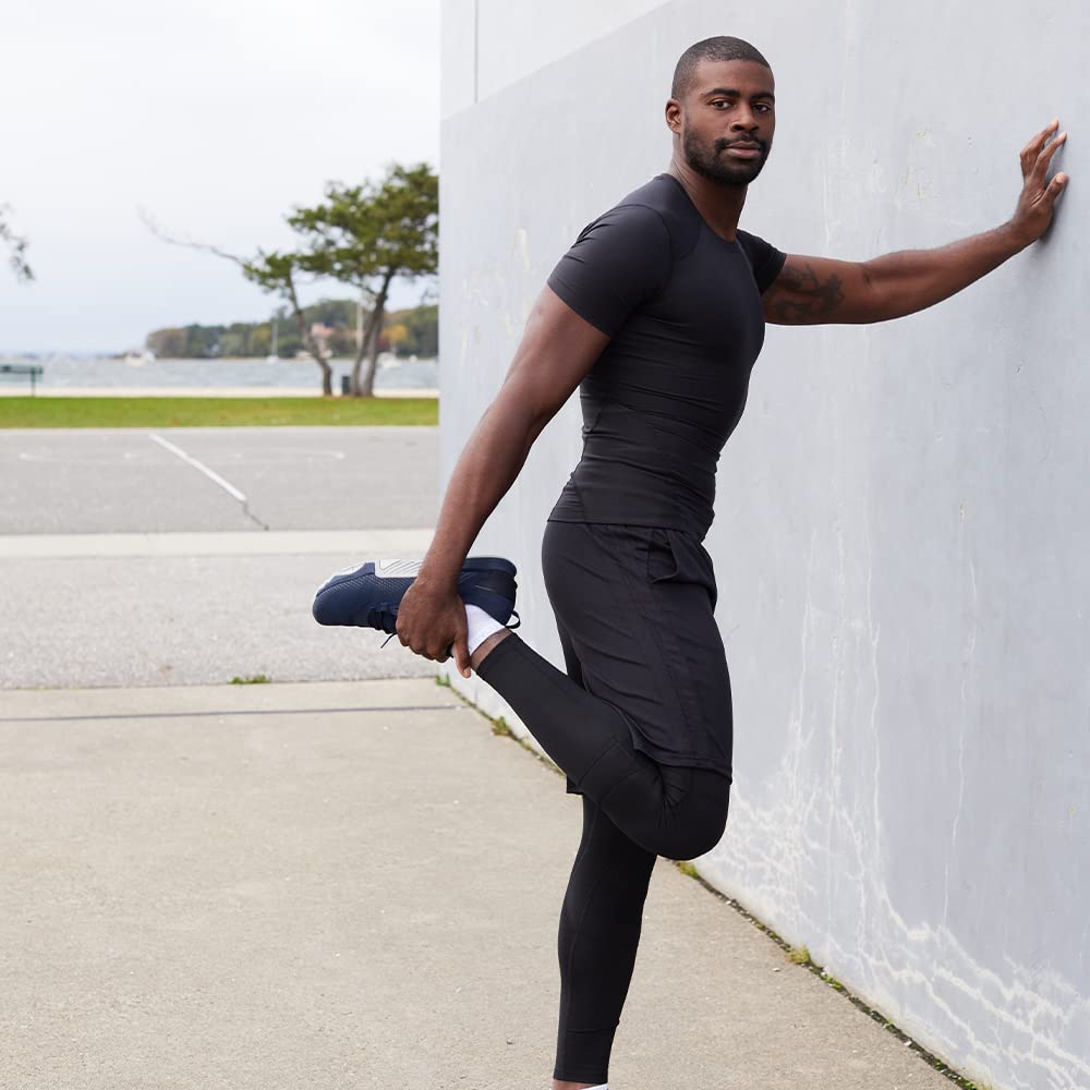 Tommie Copper Men's Compression Tights with Knee Support | UPF 50 Sun Protection, Moisture Wicking & Breathable for Running, Gym Workouts & Joint Pain Relief | Ideal for Athletes, Fitness Enthusiasts & Active Lifestyles
