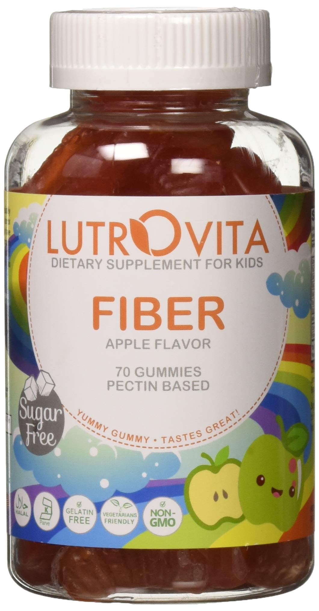 Lutrovita Sugar-Free Fiber Gummies for Kids - 70 Count | Digestive Health Support for Children | Perfect for School Lunches & Healthy Snacking