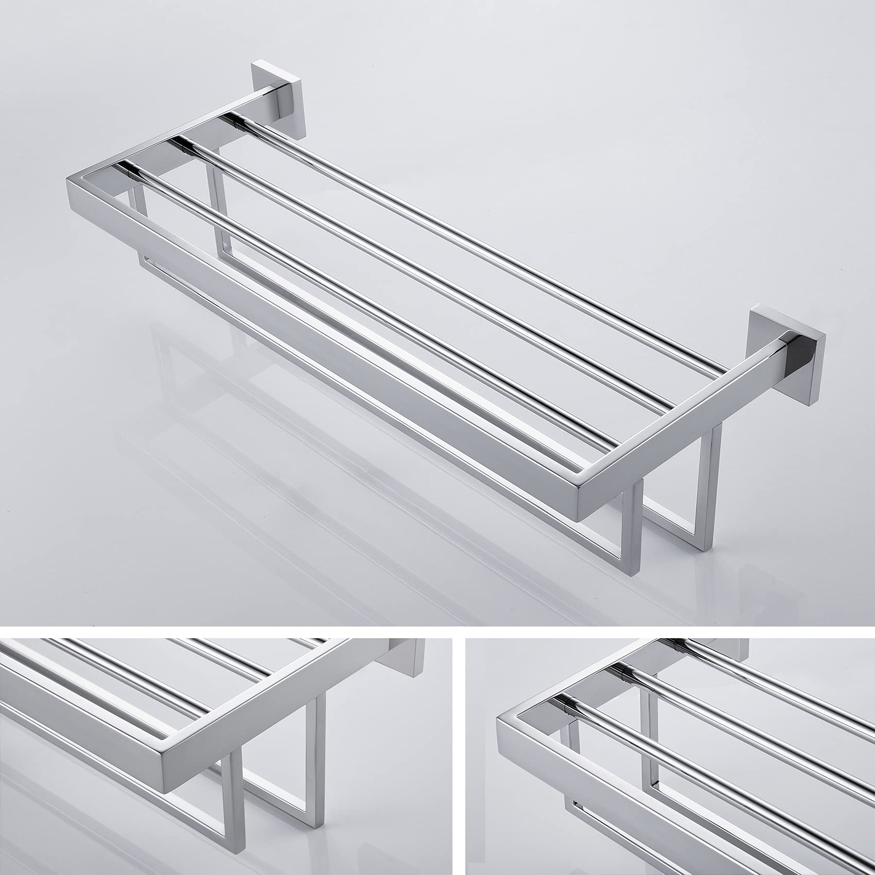 KOKOSIRI 24 Inch Chrome Bathroom Towel Rack - 2 SUS304 Stainless Steel Towel Bars, Wall Mounted with Polished Finish (Model B6003CH) - Perfect for Bathrooms, Spas, and Luxury Home Decor
