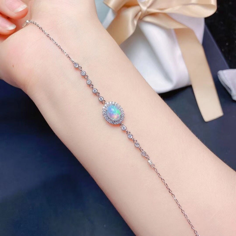 18K Platinum Rose Gold Opal Charm Libra Zodiac Bracelet for Women - Elegant Birthstone Jewelry Gift for Birthday, Anniversary & Special Occasions | Perfect for Daily Wear, Parties & Gifts