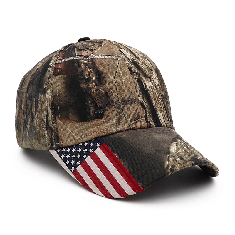 American Flag Camo Baseball Cap - Adjustable Snapback Hat for Men & Women - Hunting, Fishing, Outdoor Activities - Army Camouflage Summer Hat