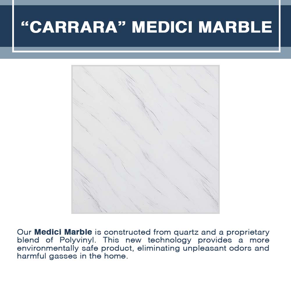 Carrara Marble Del Mar Mosaic Alcove Shower Enclosure Kit - Premium Bathroom Upgrade for Modern Homes, Spa-Like Shower Experience
