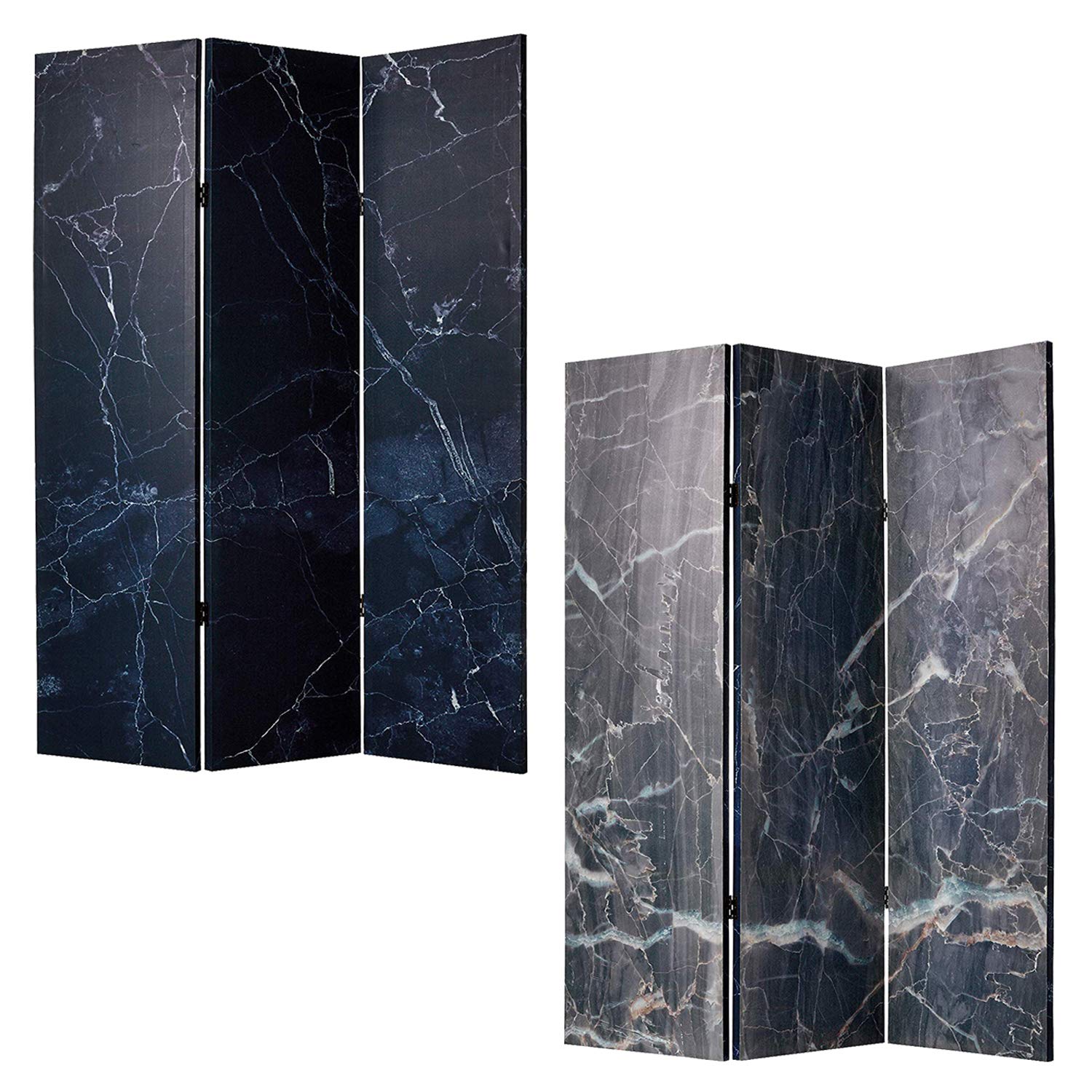 Stylish Black Marble Room Divider Screen - Elegant Home & Office Partition for Privacy, Space Division - Perfect for Living Rooms, Bedrooms, and Workspaces