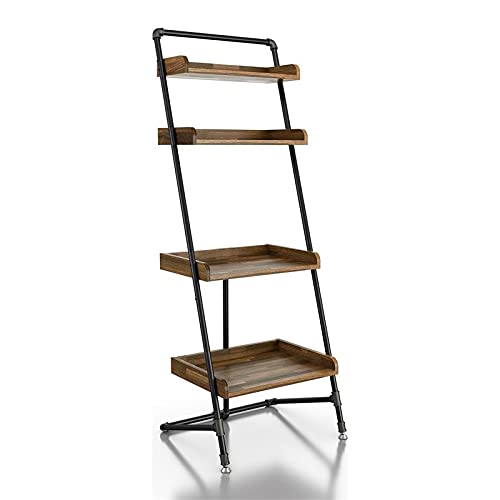 Furniture of America Karin Industrial Wood Display Shelf in Light Hickory - Stylish Storage for Living Room, Bedroom & Office