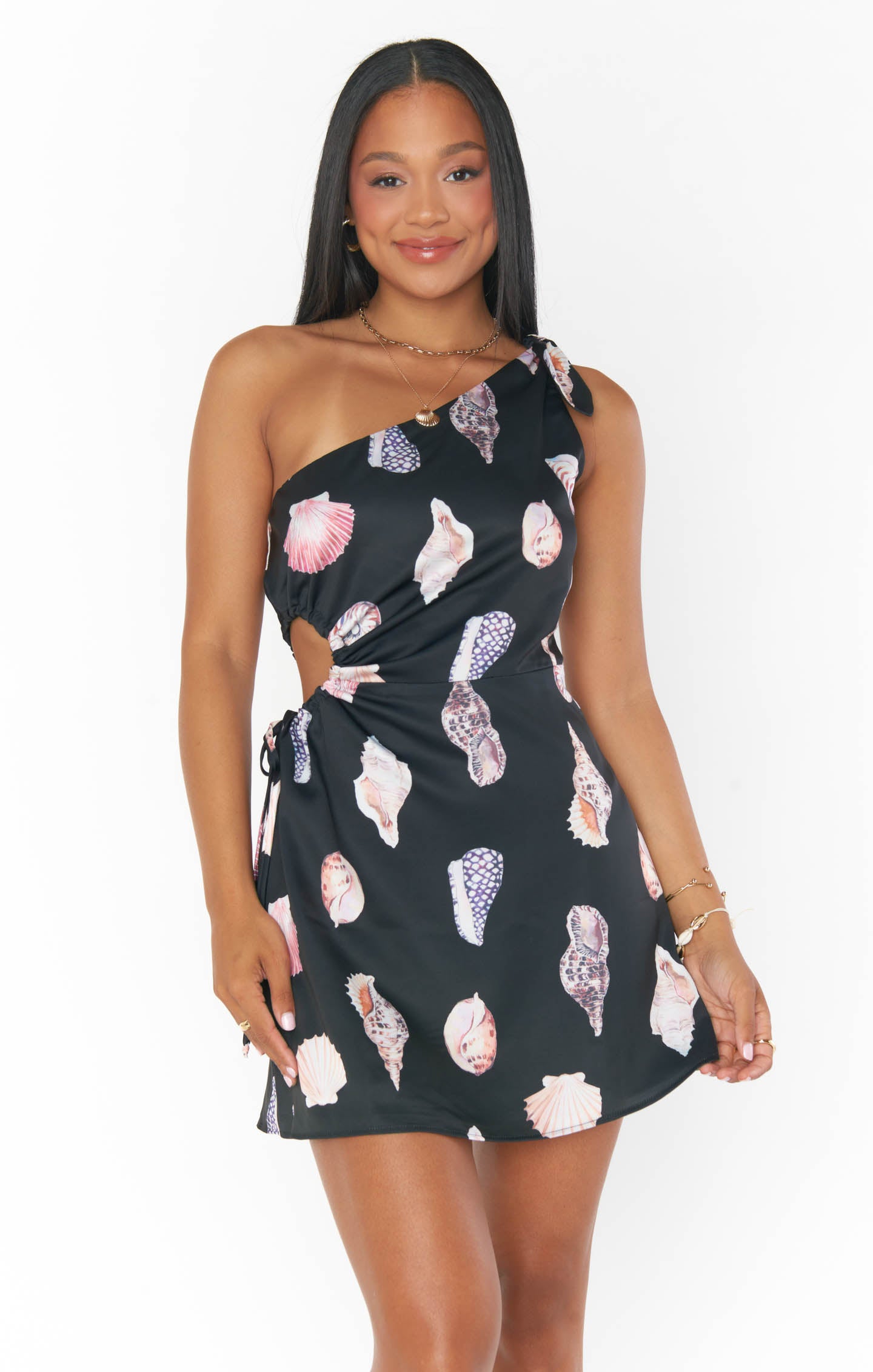 Kenz Mini Dress - Black Luxe Satin Shell Dress for Women | Elegant Party, Cocktail & Evening Wear