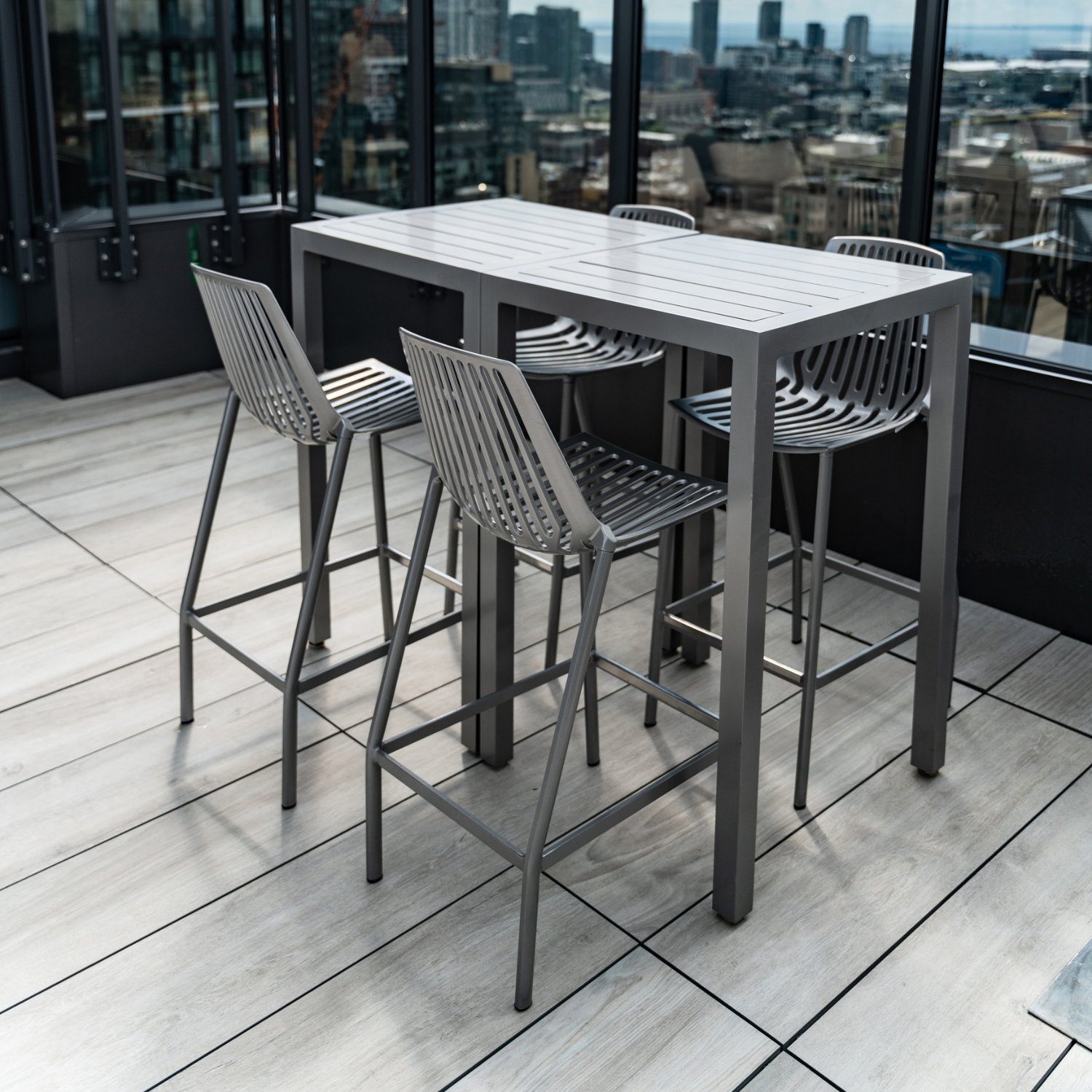 Venti Outdoor Bar Stool - Heavy Duty Metal Bar Height Stool with Backrest, Waterproof Cushion - Perfect for Patio, Deck, Poolside & Outdoor Dining Areas