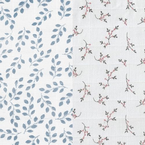 Blue Leaf & Floral Pink