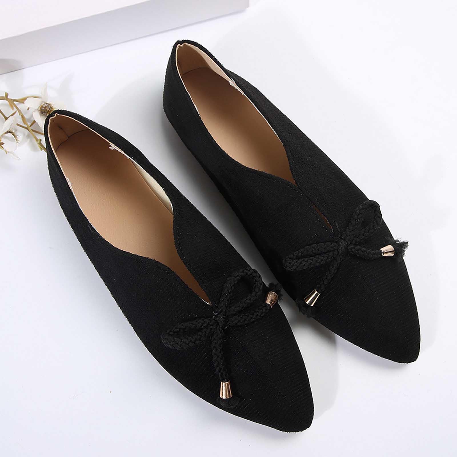 Women's Slip On Canvas Sneakers - Chunky Loafers with Pointed Toe & Matte Suede | Comfortable Casual Flats for Everyday Wear, Work & Walking