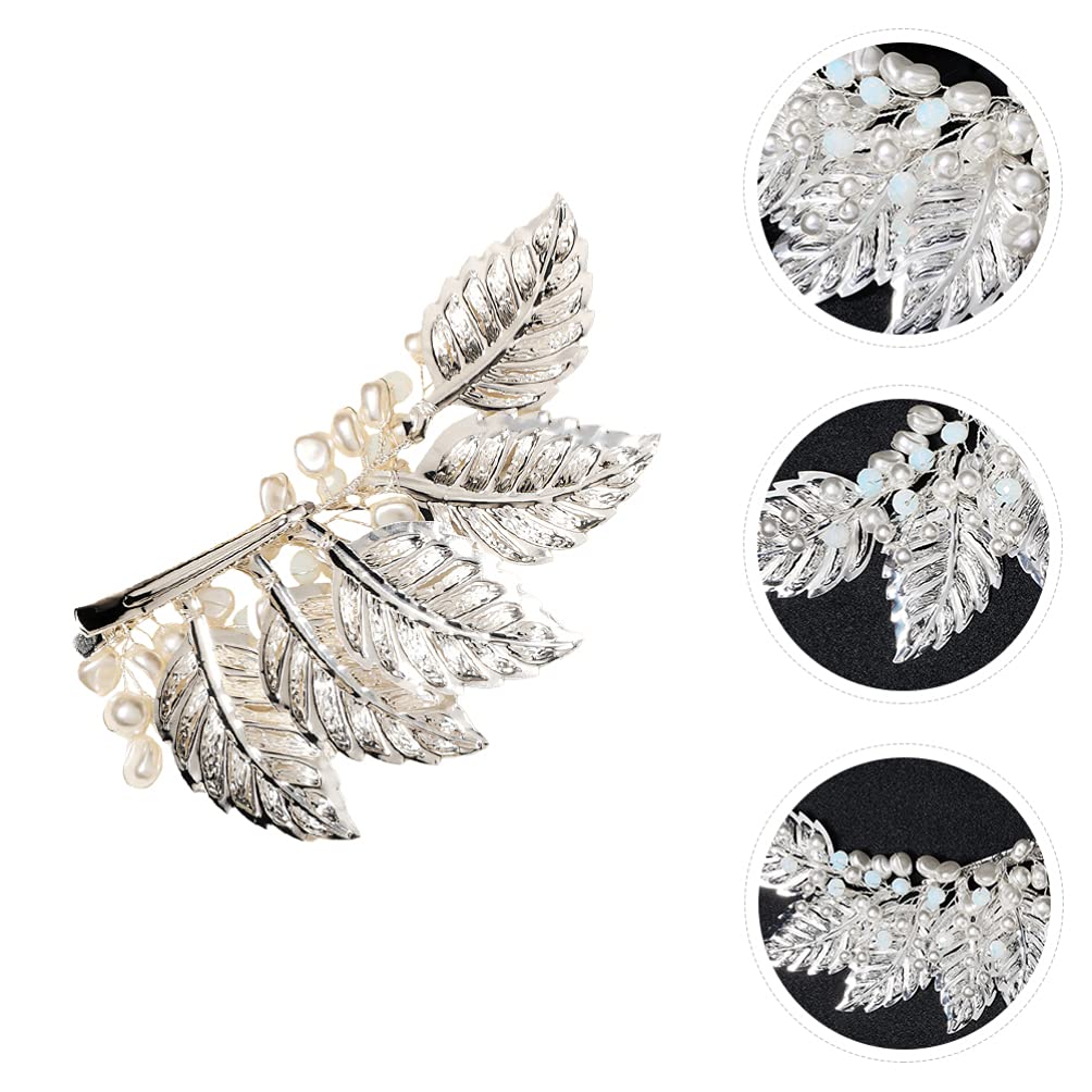 Beaupretty Elegant Metal Leaf Hair Clips with Pearl & Crystal Accents - Vintage Duckbill Hair Barrettes for Women, Brides & Girls - Perfect for Weddings, Prom, Parties & Everyday Hairstyles