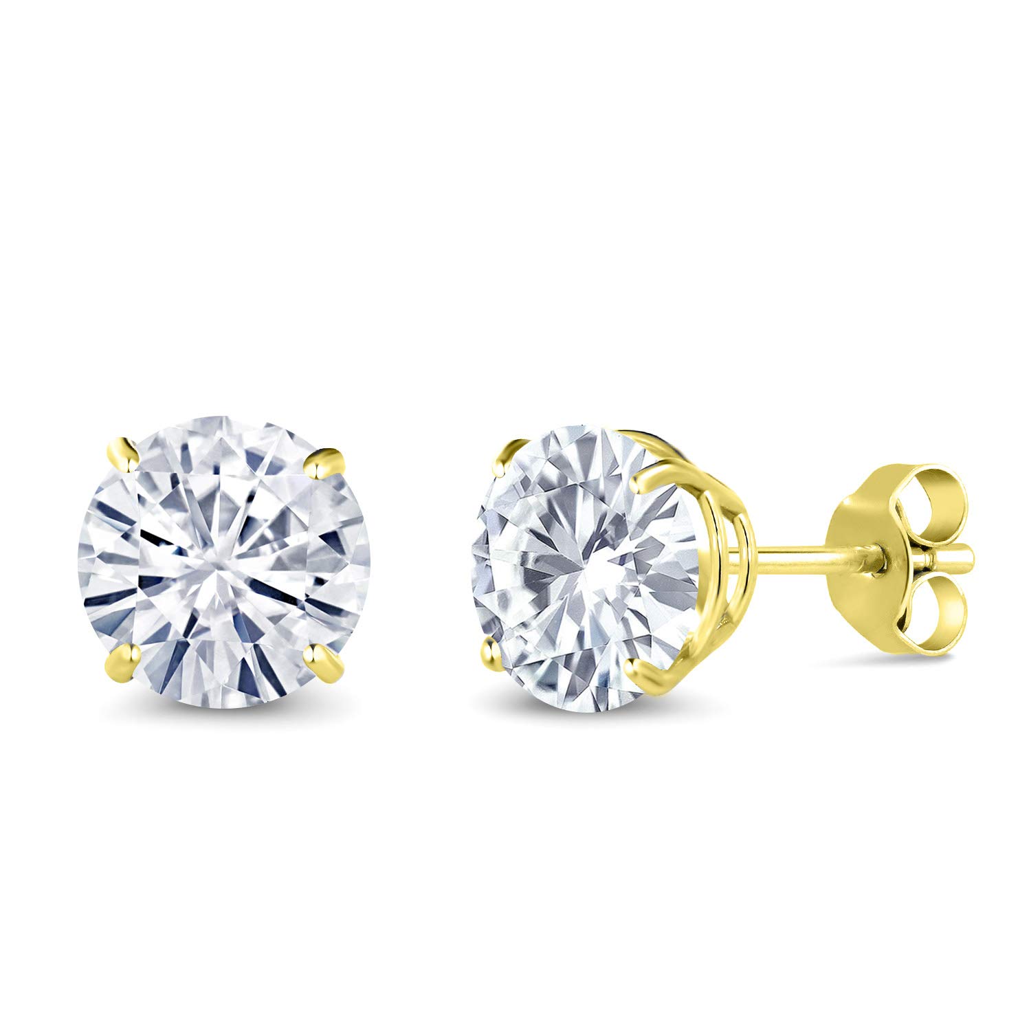2.00 Carat Moissanite Stud Earrings in 14K Gold | 6.5MM Round Cut Diamond Alternative Earrings for Women & Men | Luxury Fine Jewelry Gift for Her, Mom, Wife | Perfect for Weddings, Anniversaries & Special Occasions