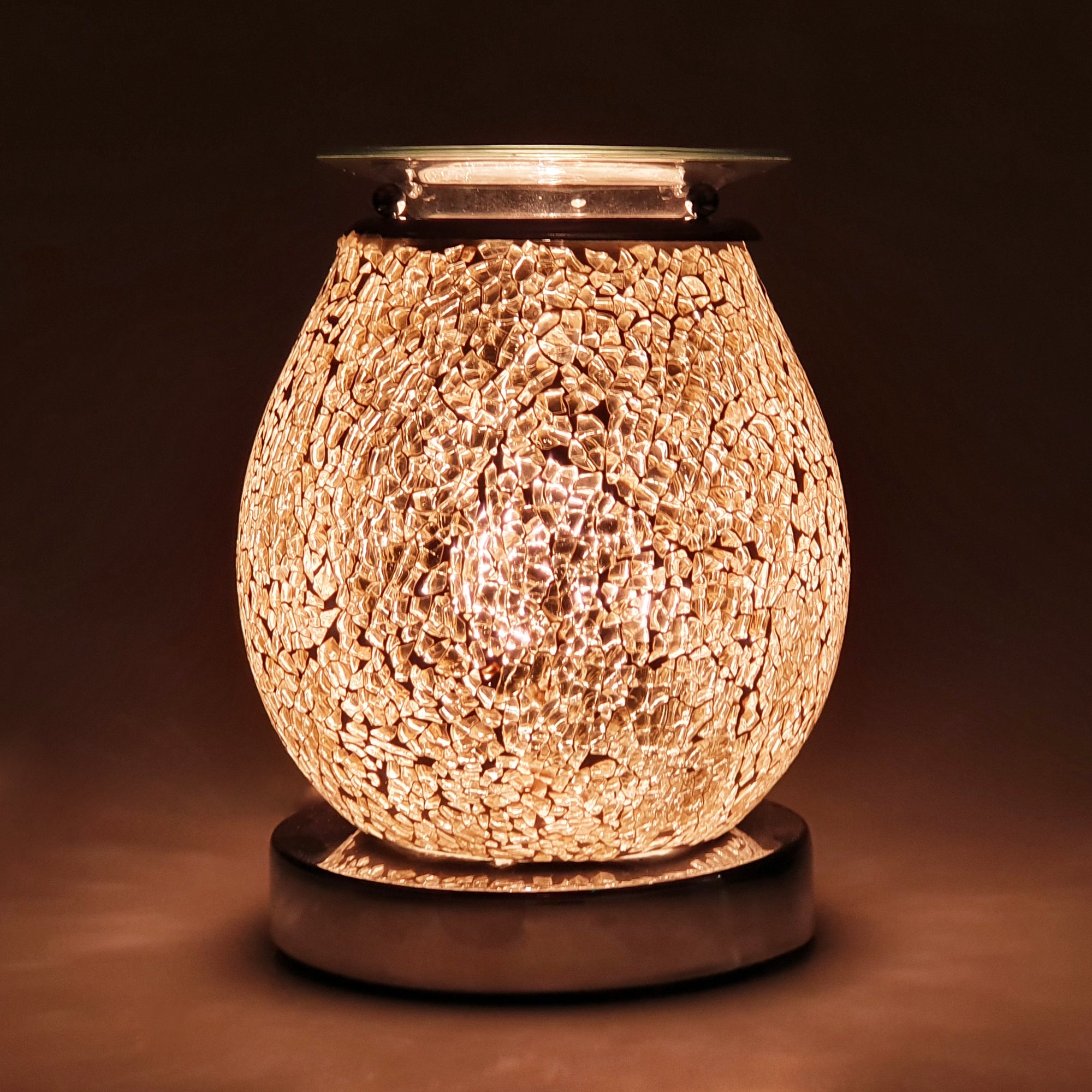 Rose Gold Electric Wax Warmer with Touch Control - Elegant Mosaic Design for Home Fragrance, Aromatherapy & Relaxation - Perfect for Bedroom, Bathroom, Office & Gifts