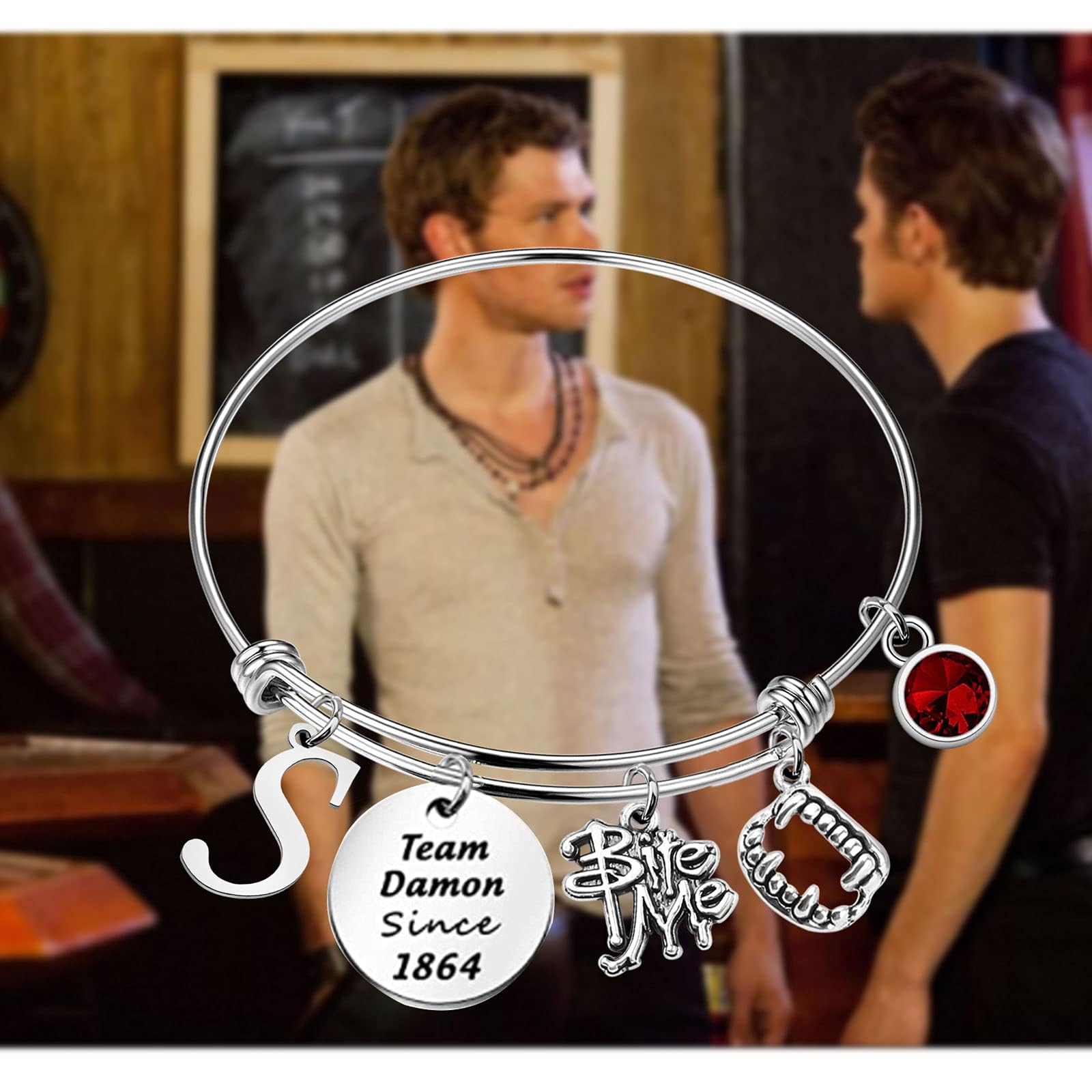 CENWA Team Damon/Stefan Since 1864 Vampire Teeth Bracelet - Gothic Jewelry for Women, Vampire Diaries TV Show Fan Gift, Perfect for Cosplay, Halloween & Vampire Themed Parties
