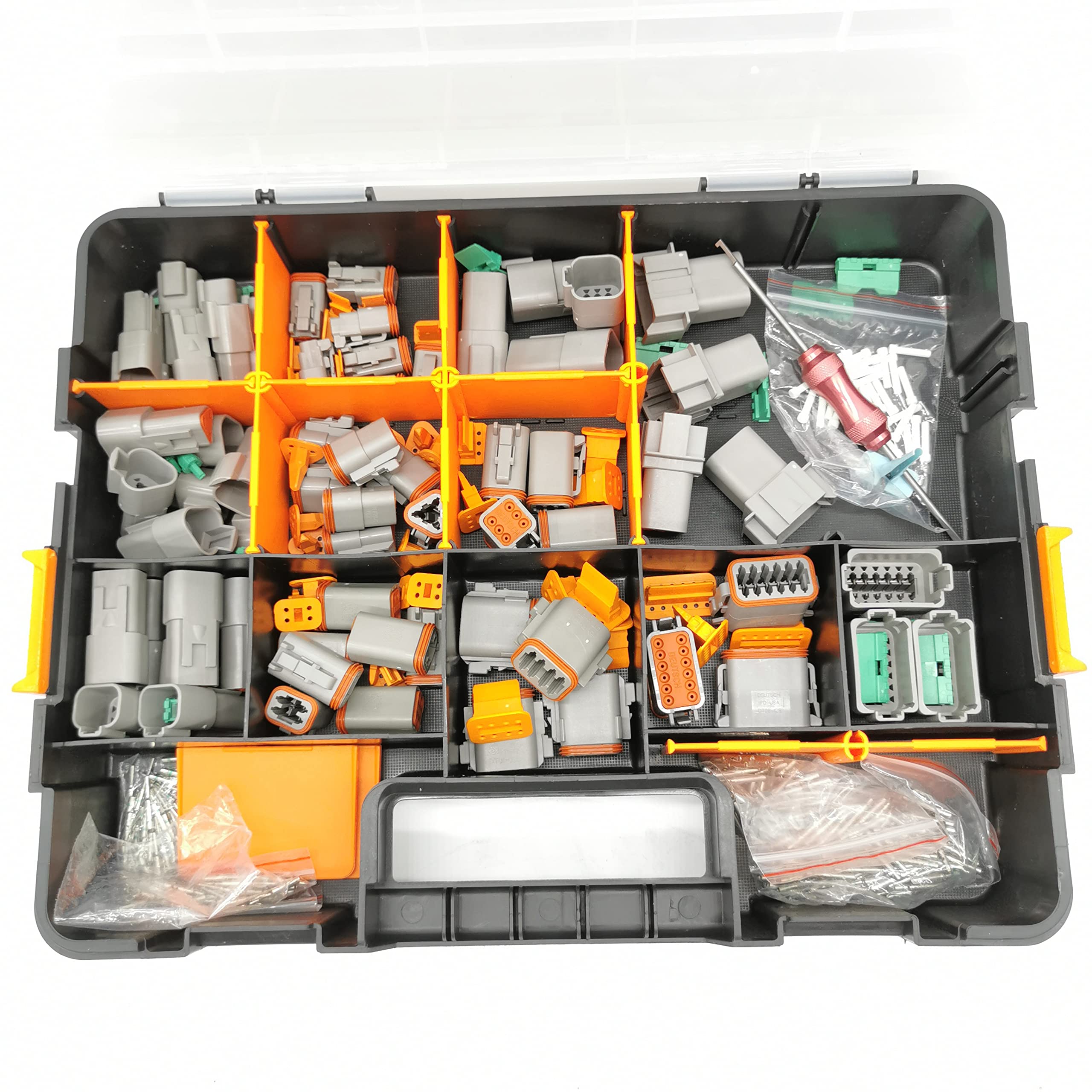 450 Pcs Deutsch DT Connector Plug Kit - Waterproof Electrical Connectors for 14-20 AWG Wires with Stamped Contacts - Perfect for Automotive, Marine, and Industrial Wiring Applications