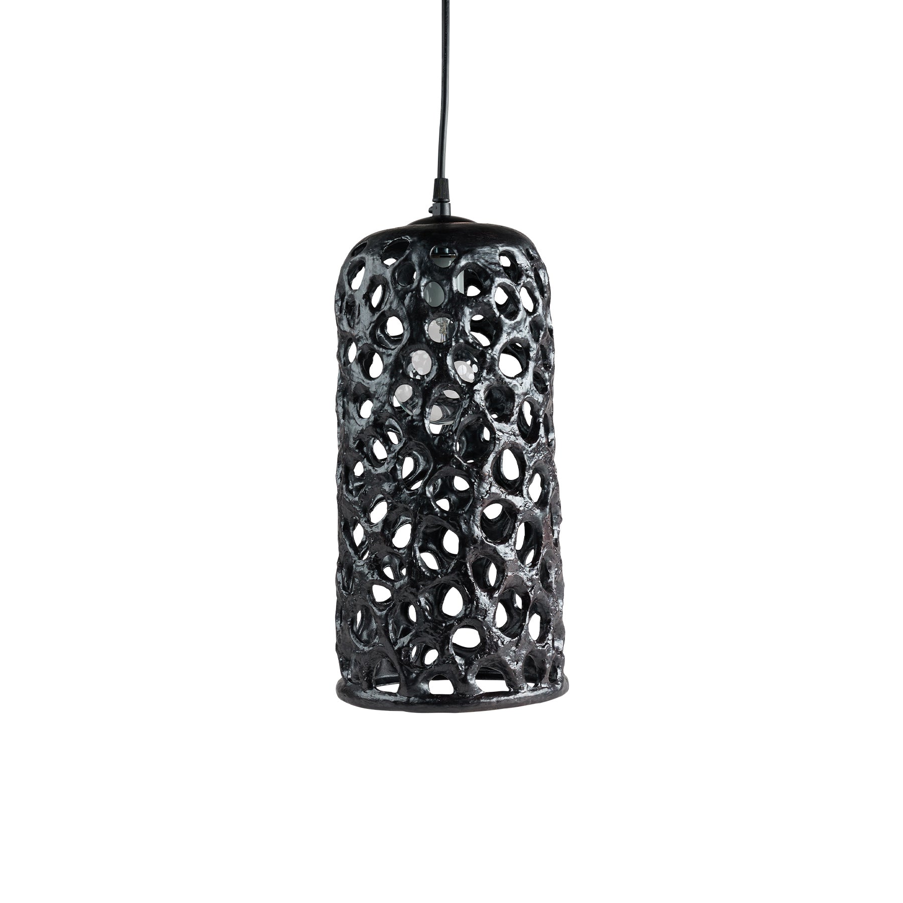 Large Black Cylinder Hanging Lantern - Outdoor/Indoor Decorative Lighting for Patio, Garden & Porch