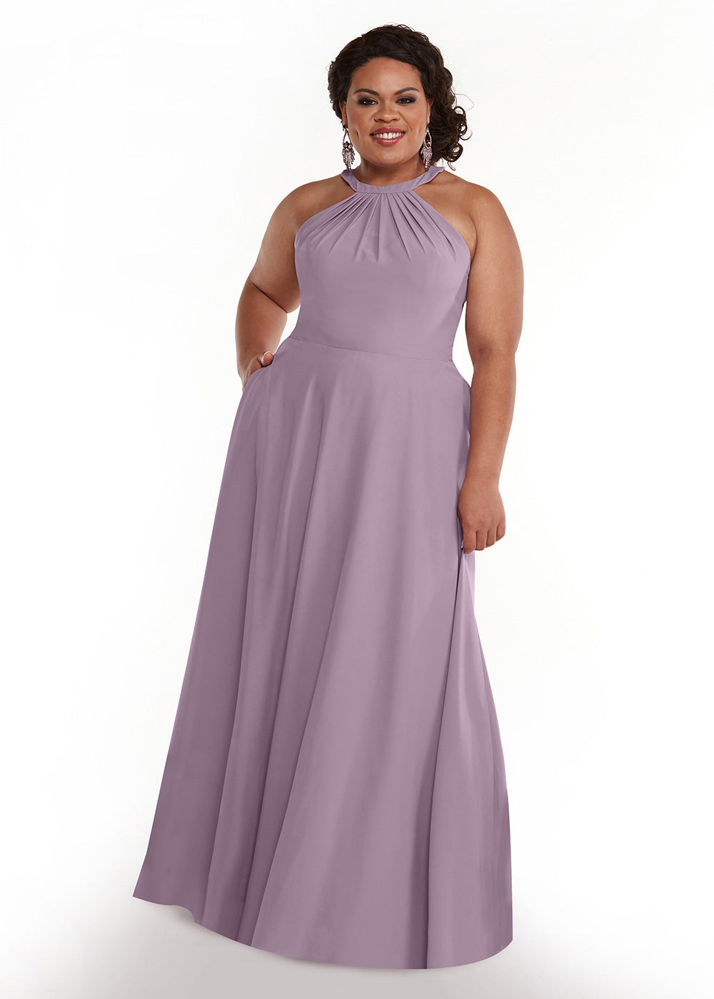 Elegant 83002 Stretch Chiffon A-Line Bridesmaid Dress with Adjustable Halter Neck - Perfect for Weddings, Formal Events & Special Occasions
