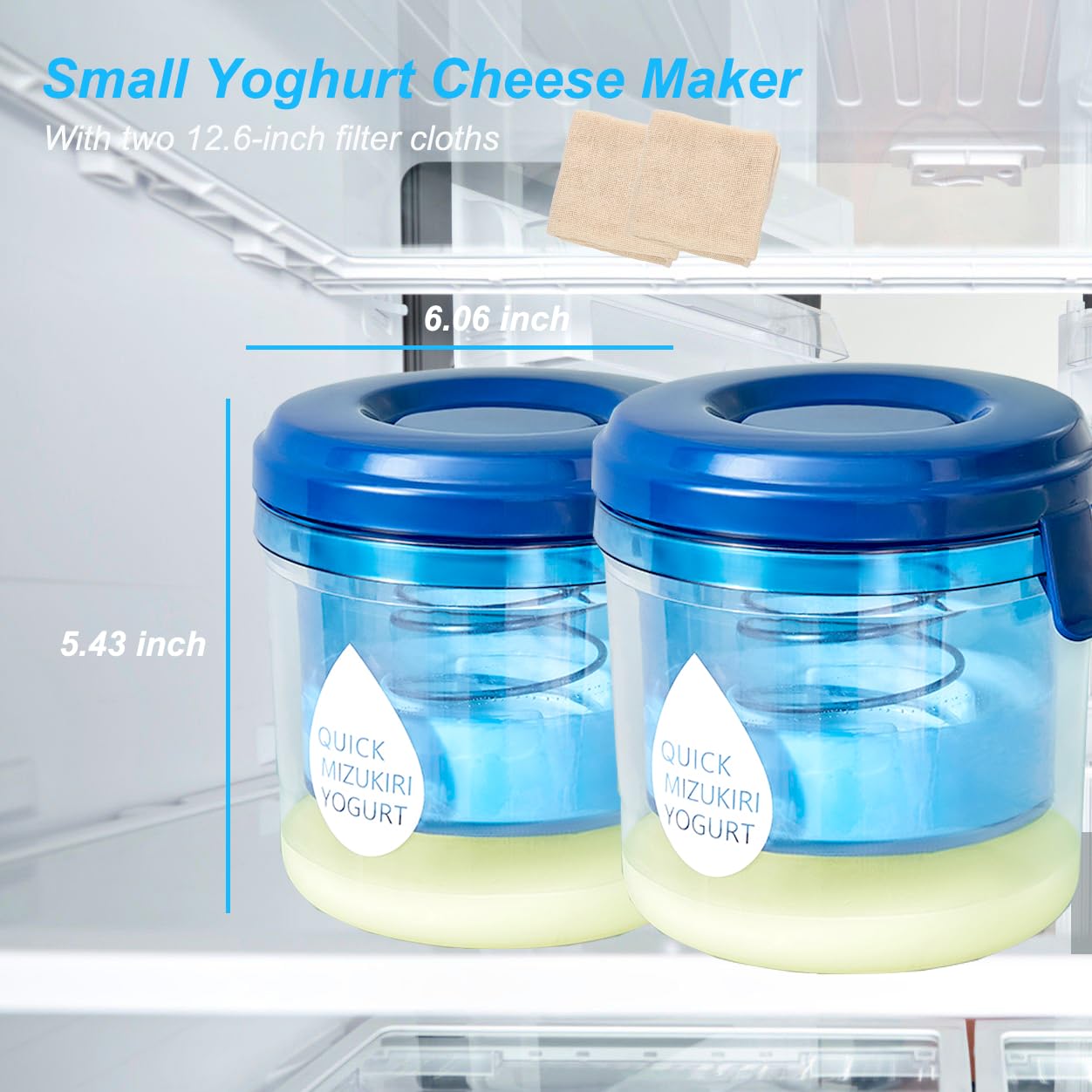 2-Pack Small Greek Yogurt Maker - Homemade Refrigerated Yogurt Strainer for Thick Greek Yogurt, Cream Cheese & Desserts | Perfect for Healthy Snacks, Breakfast Bowls & Meal Prep