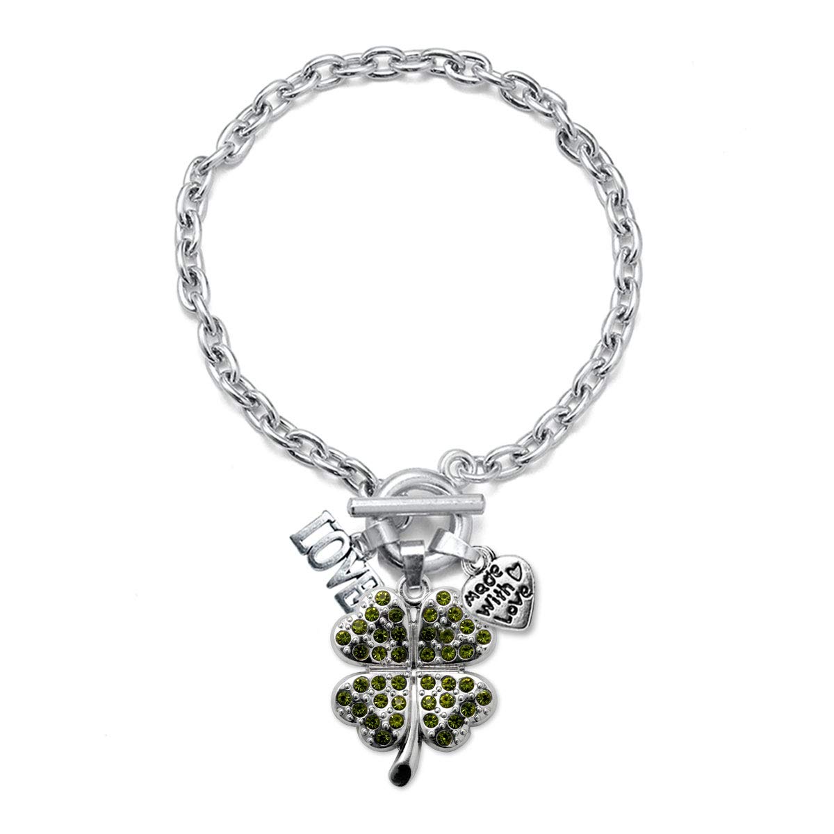 Customized Silver Charm Toggle Bracelet with Cubic Zirconia - Personalized Jewelry Gift for Women - Perfect for Anniversaries, Birthdays & Special Occasions