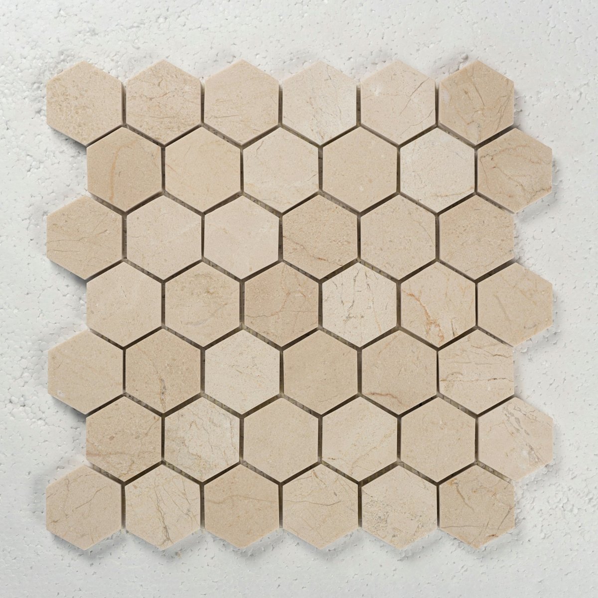 2 Inch Hexagon Crema Marfil Polished Mosaic Tile - Premium Marble Bathroom & Kitchen Backsplash for Modern Home Decor