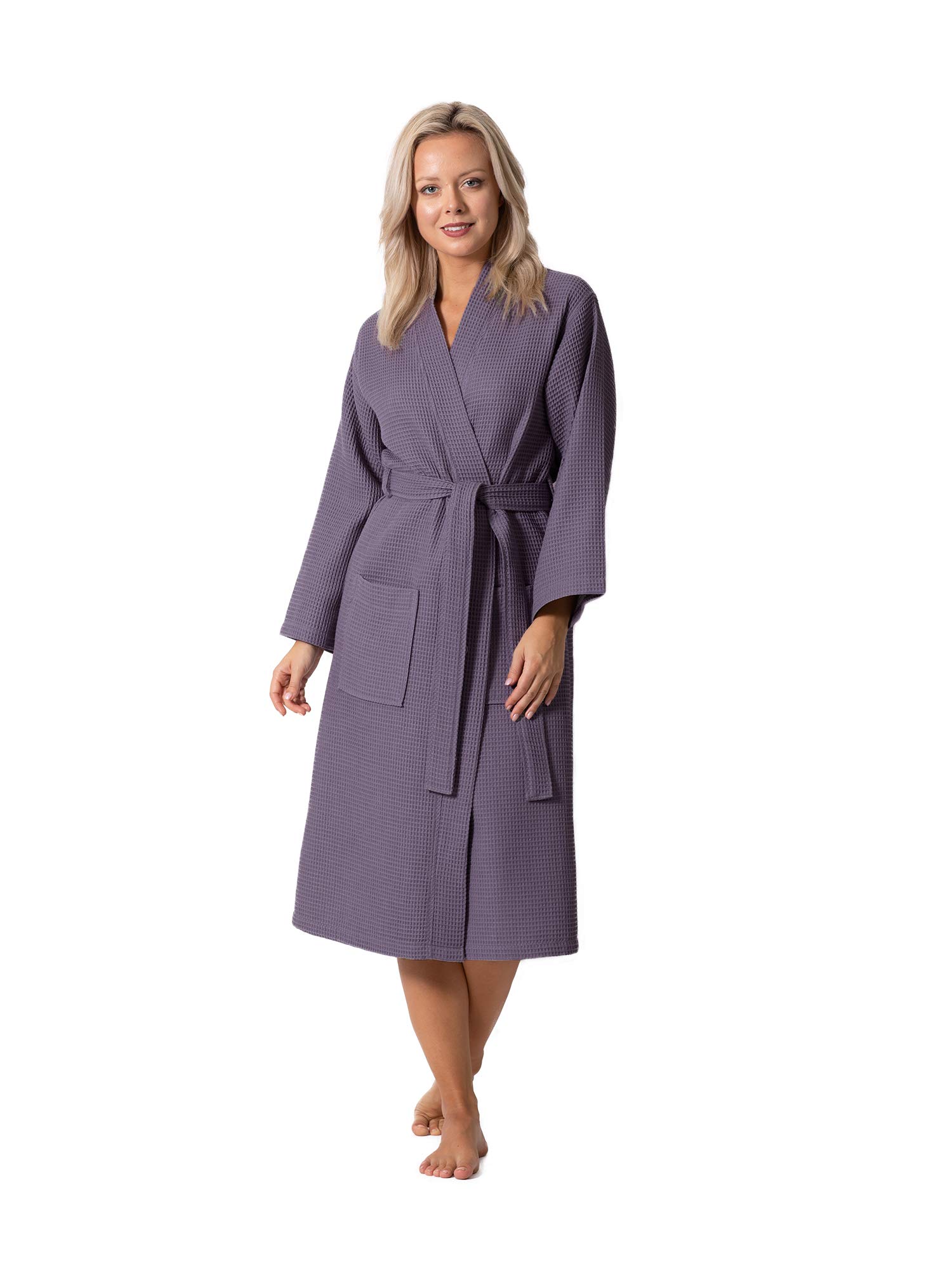 Turkish Linen Waffle Knit Lightweight Kimono Spa & Bath Robes for Women - Quick Dry & Ultra Soft - Perfect for Relaxation, Yoga, and Beach Cover-Up